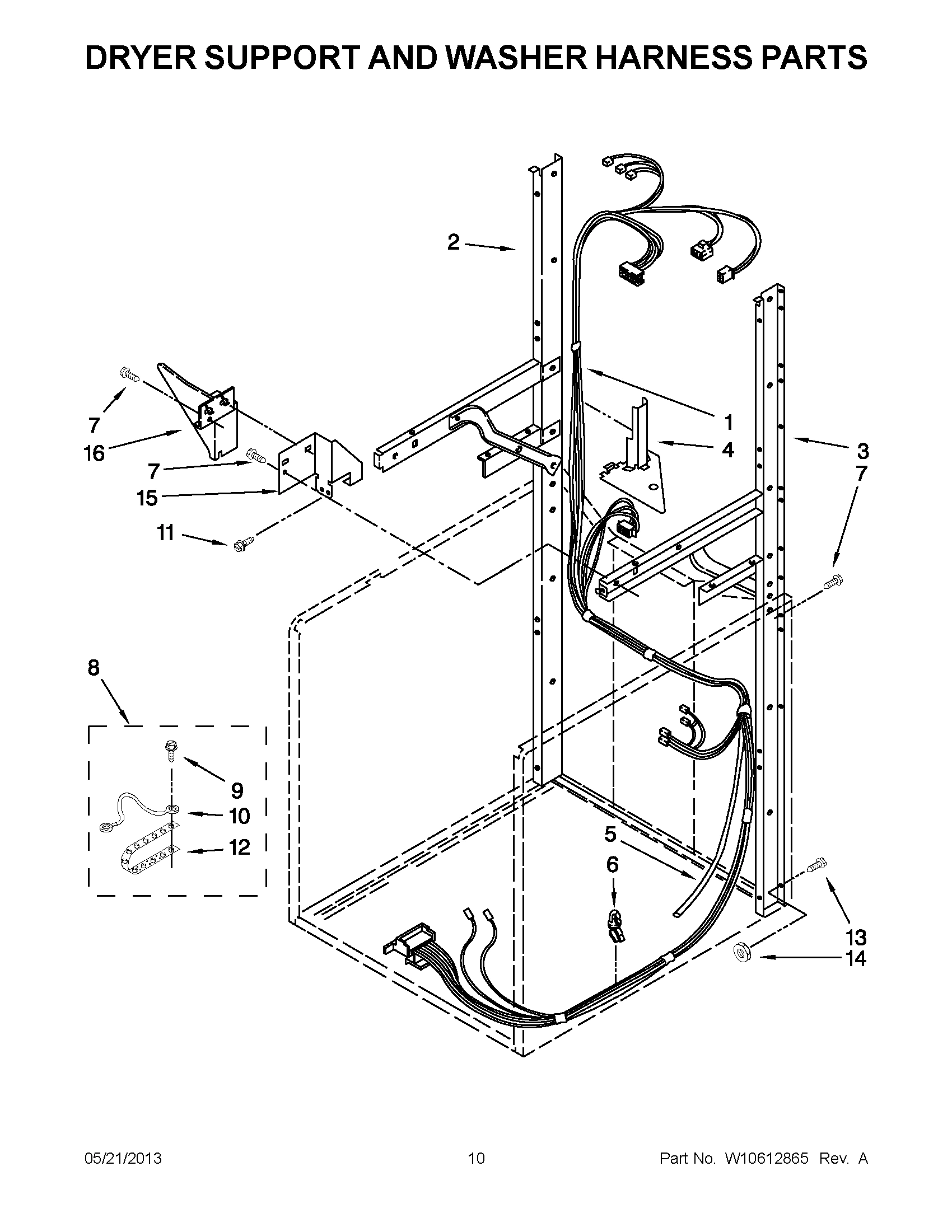 05 - DRYER SUPPORT AND WASHER HARNESS PARTS