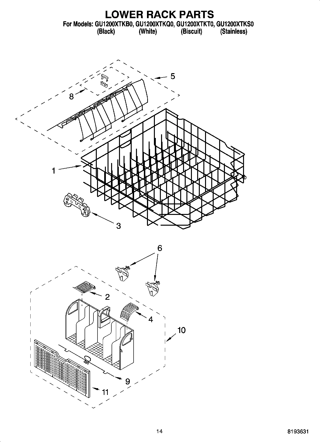 11 - LOWER RACK PARTS