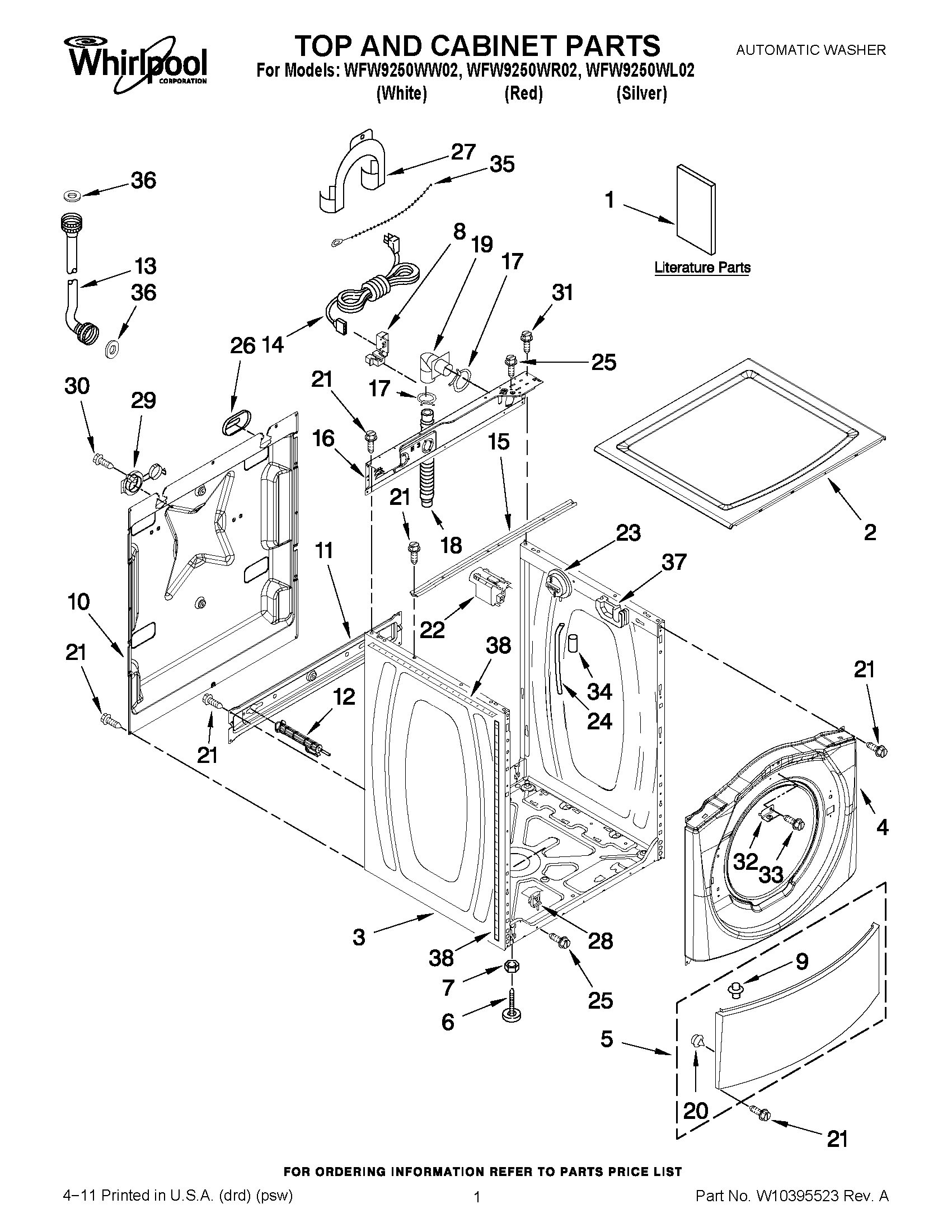01 - TOP AND CABINET PARTS