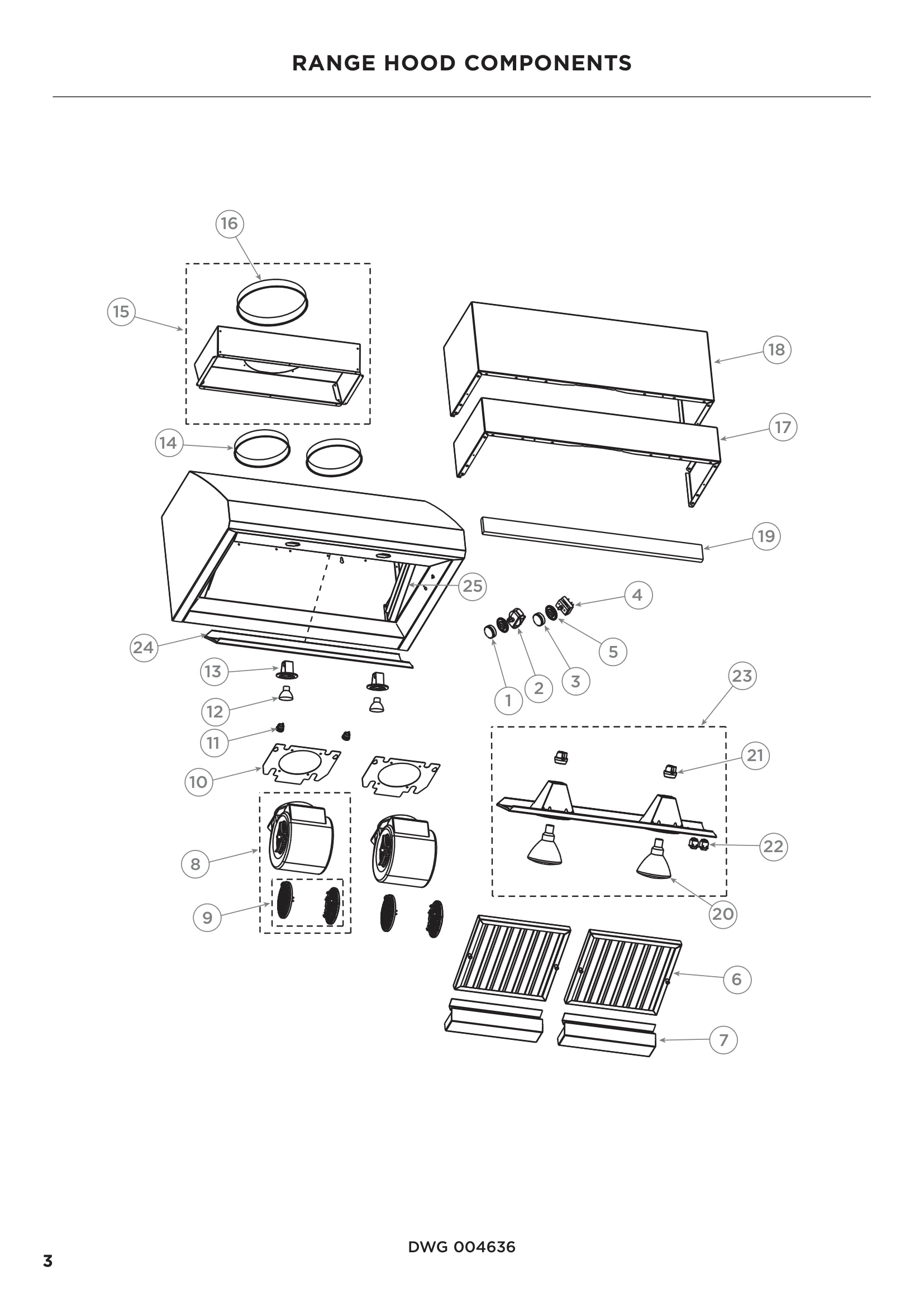 RANGE HOOD COMPONENTS
