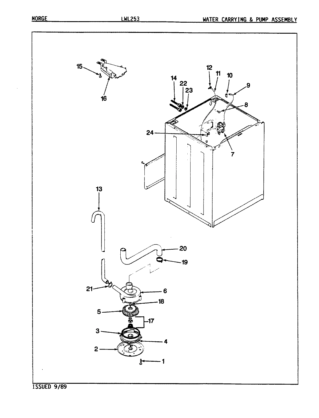 14 - WATER CARRYING & PUMP ASSY. (REV. E-F)