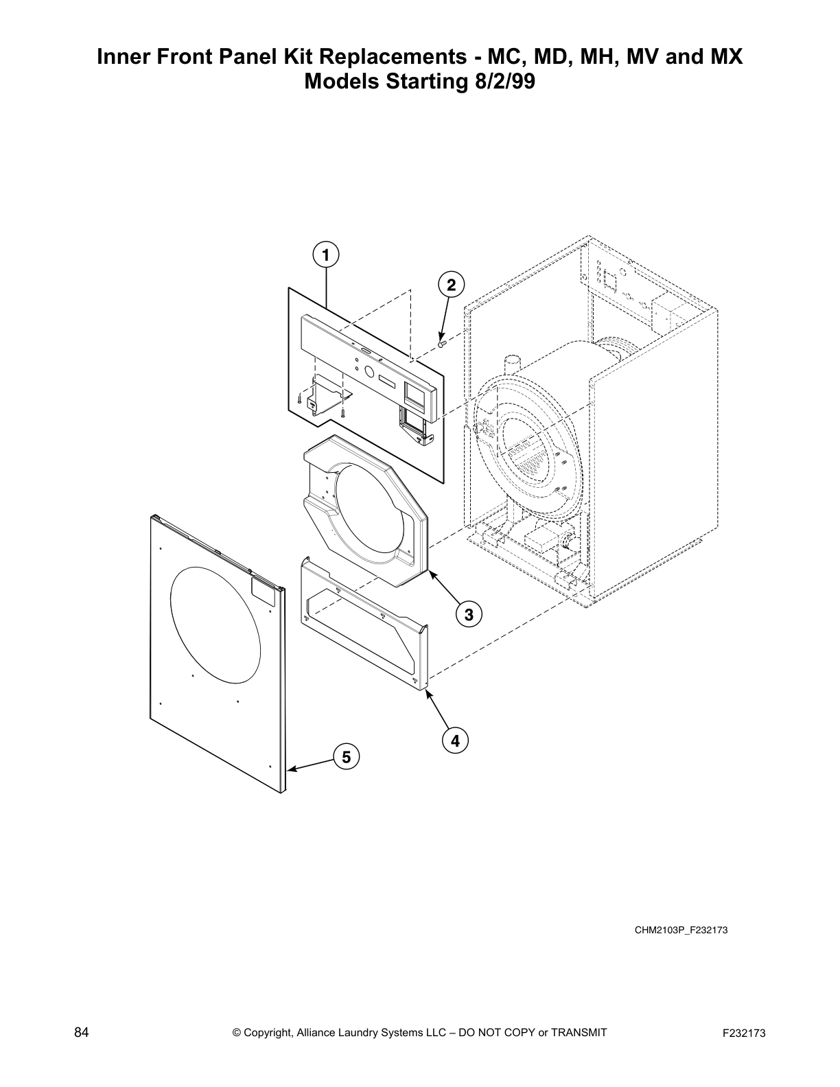 Inner Front Panel Kit Replacements - MC, MD, MH, MV and MX
Models Starting 8/2/99