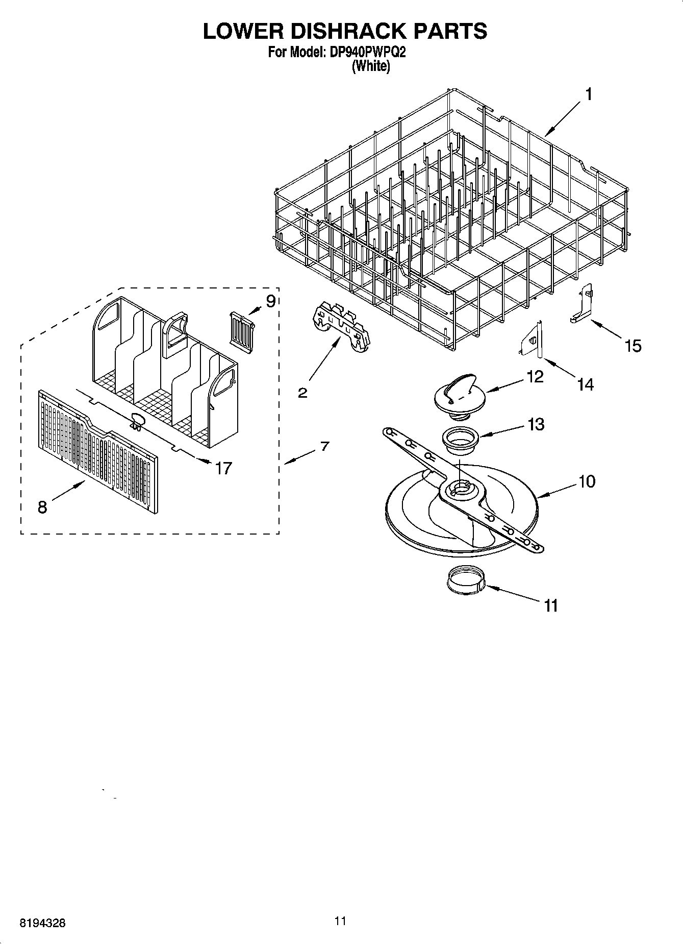 07 - LOWER DISHRACK PARTS, OPTIONAL PARTS (NOT INCLUDED)