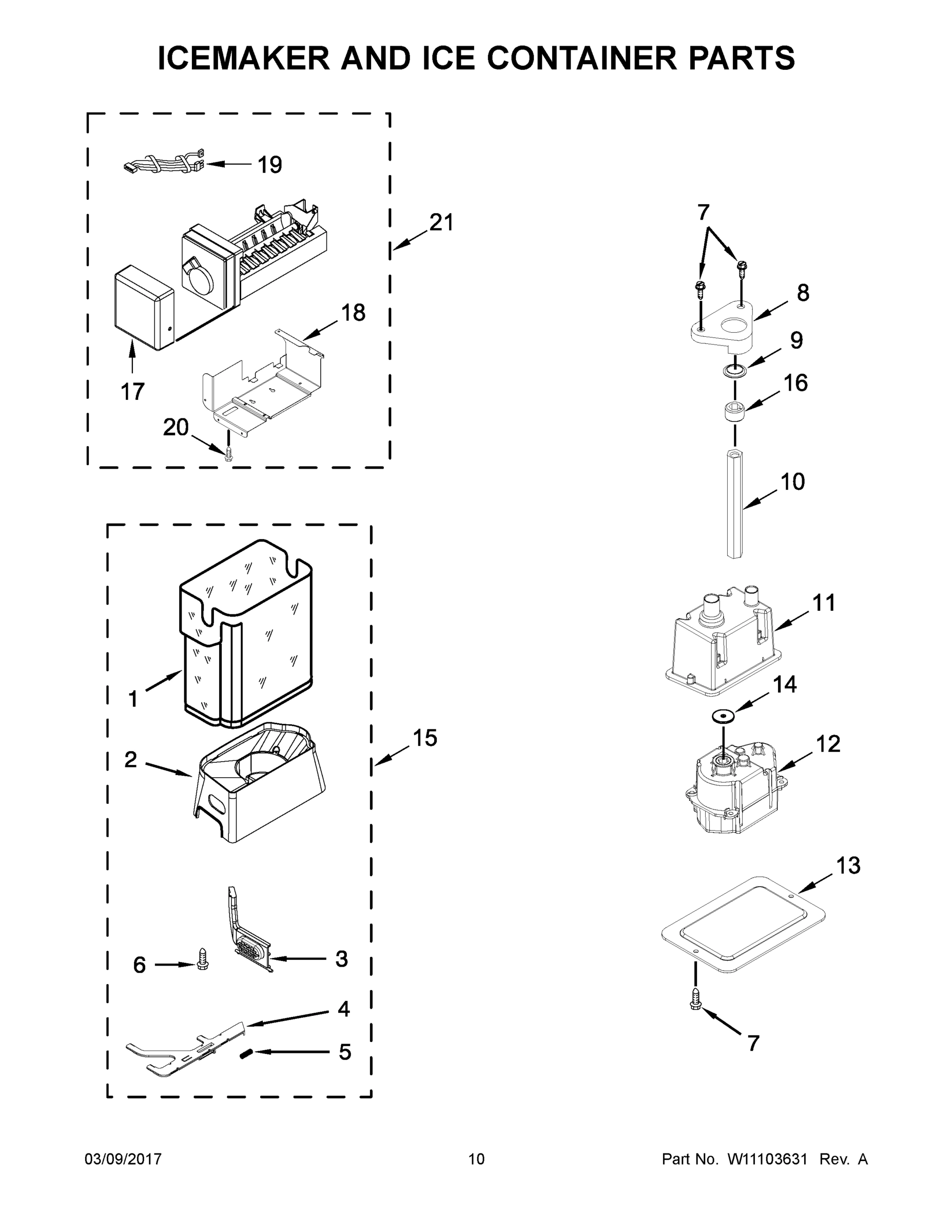 06 - ICEMAKER AND ICE CONTAINER PARTS