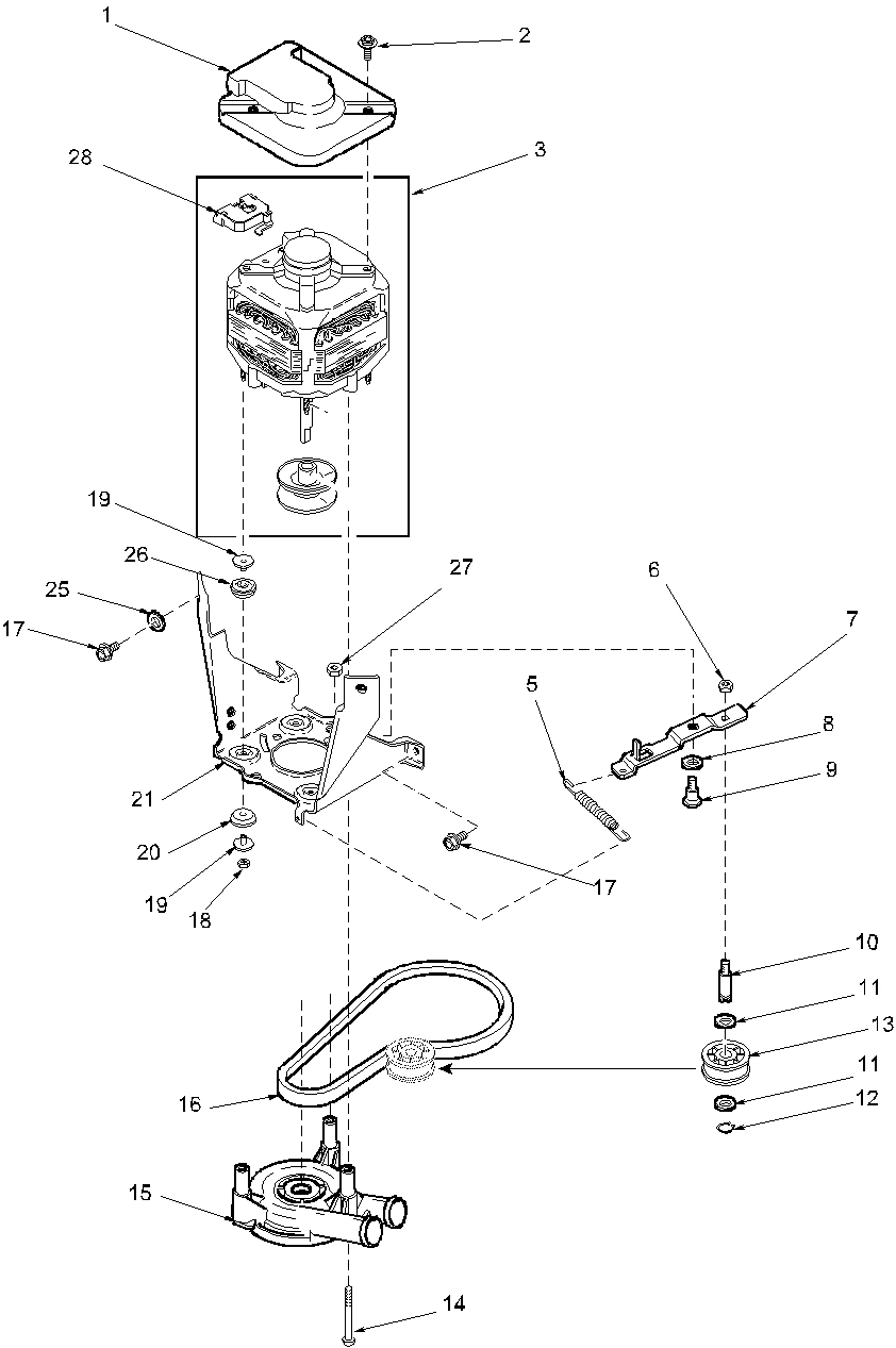08 - MOTOR, BELT, PUMP, AND IDLER ASSY
