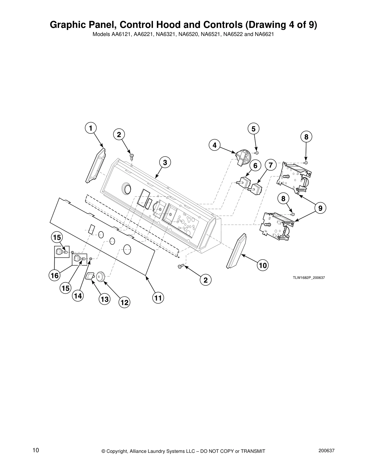 Graphic Panel, Control Hood and Controls (Drawing 4 of 9)