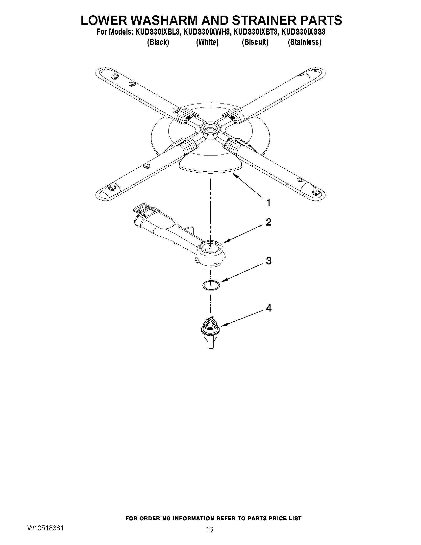 11 - LOWER WASHARM AND STRAINER PARTS