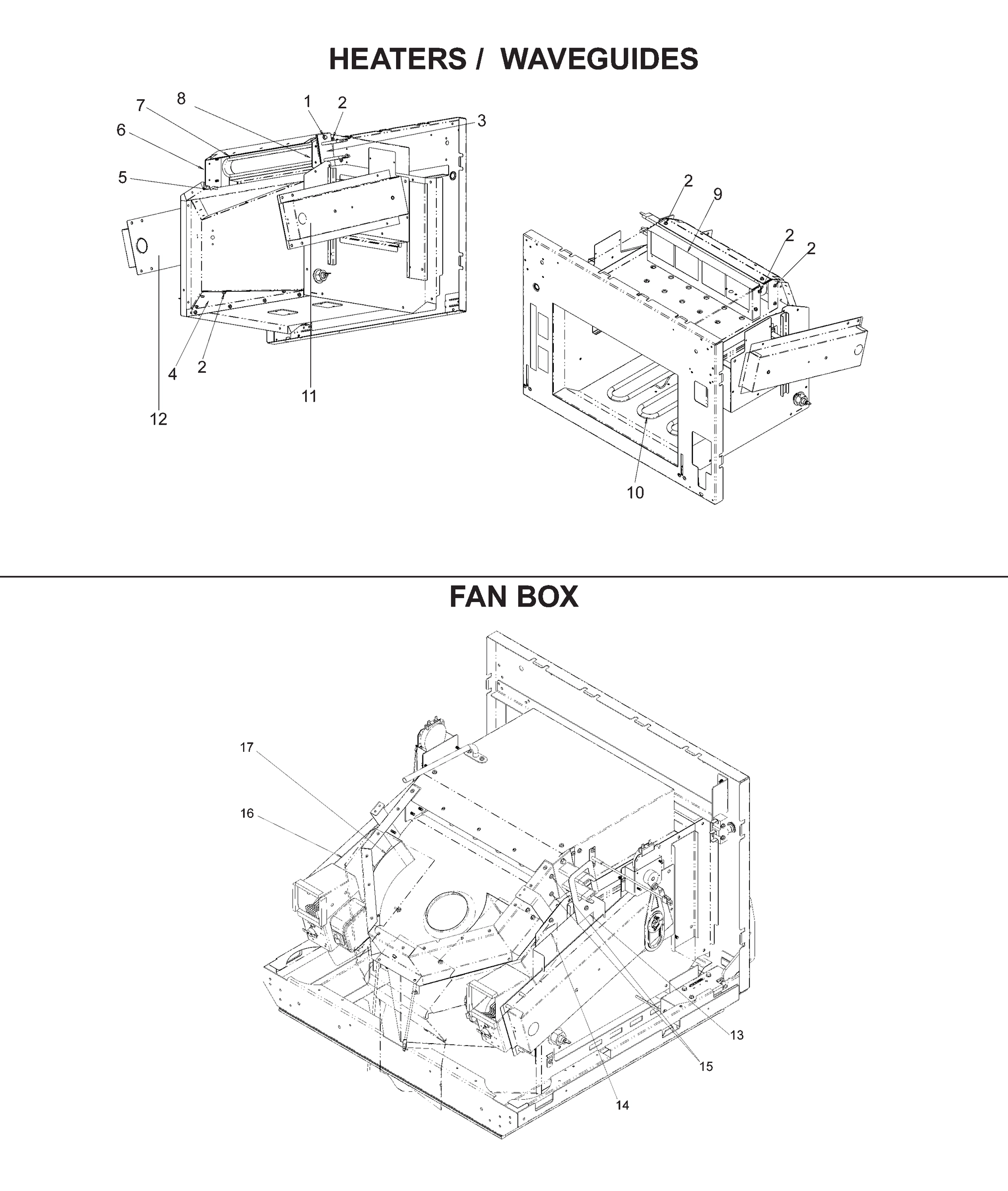 HEATERS, WAVEGUIDES, FAN BOX