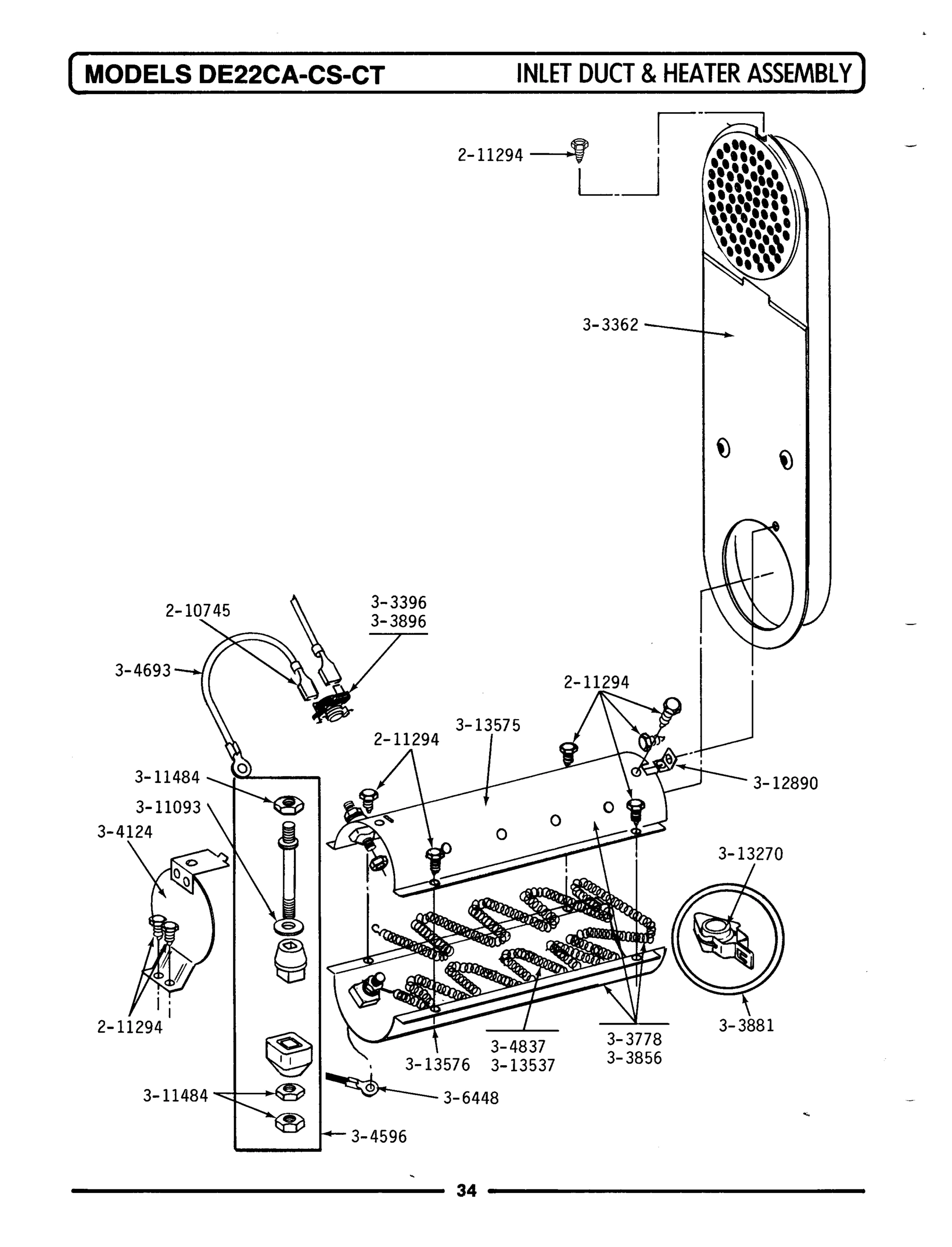10 - INLET DUCT & HEATER ASSEMBLY
