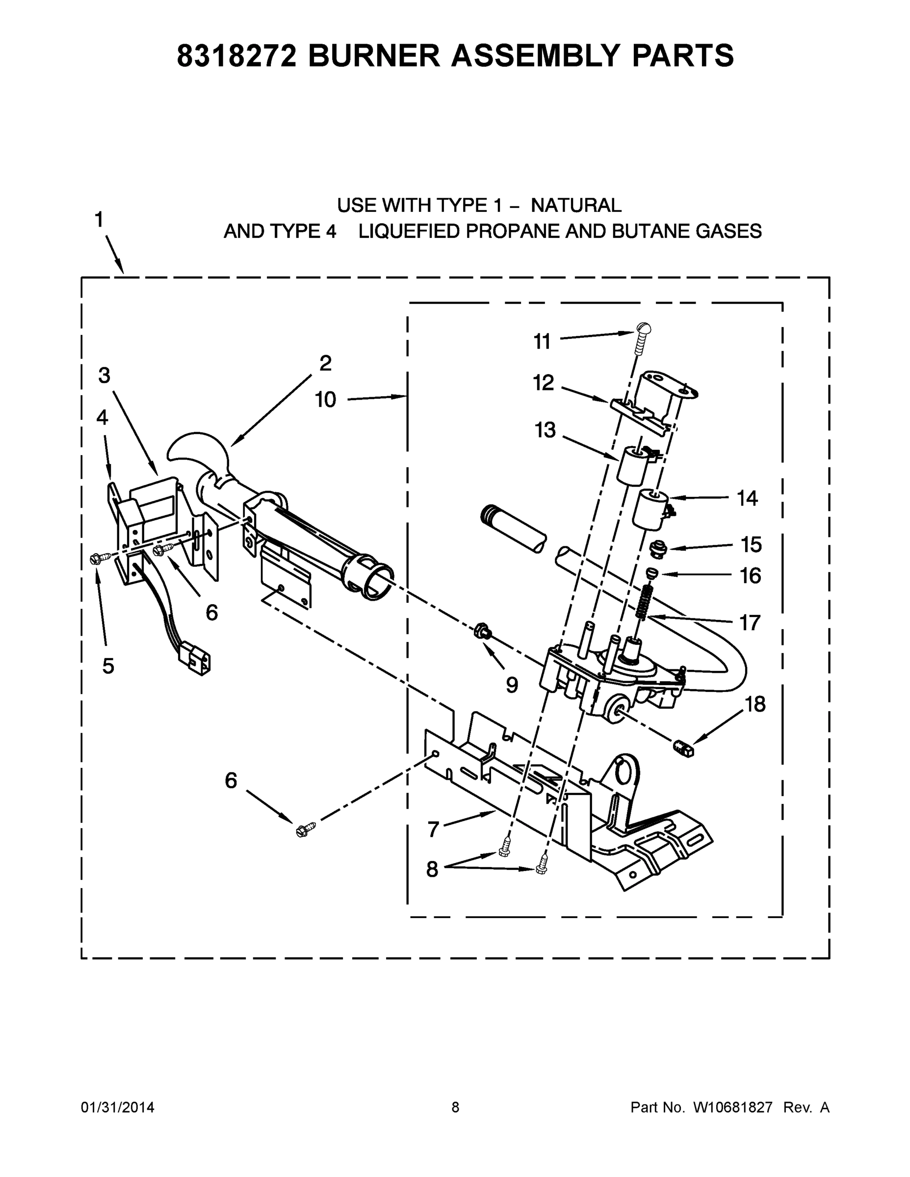 05 - 8318272 BURNER ASSEMBLY PARTS