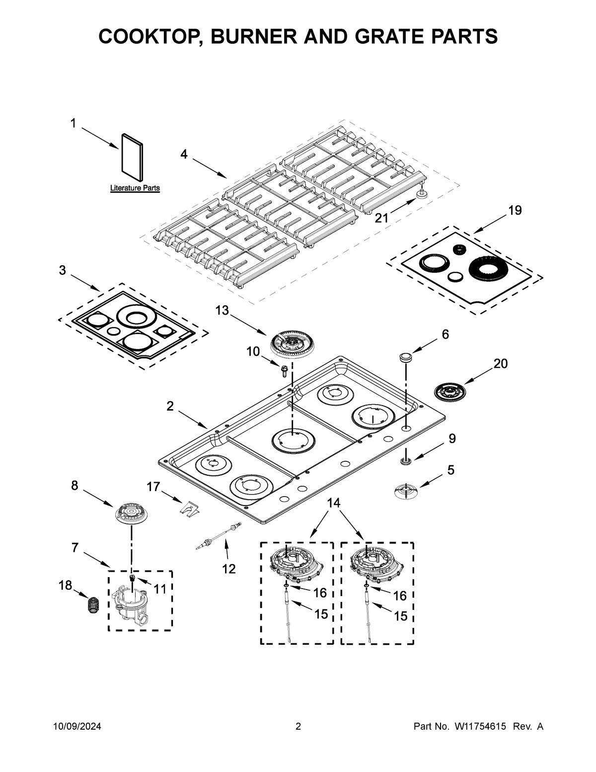 02 - COOKTOP, BURNER AND GRATE PARTS