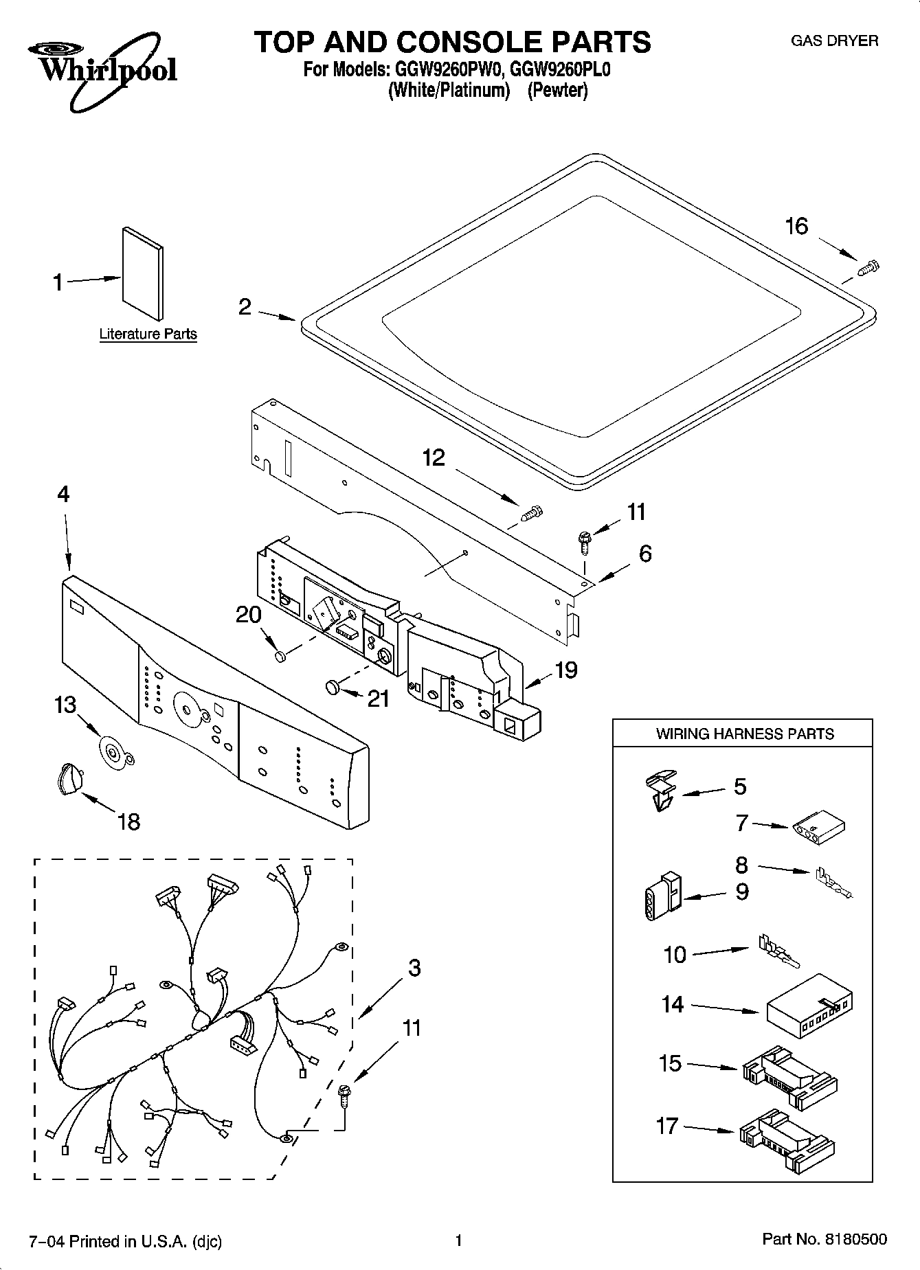 01 - TOP AND CONSOLE PARTS