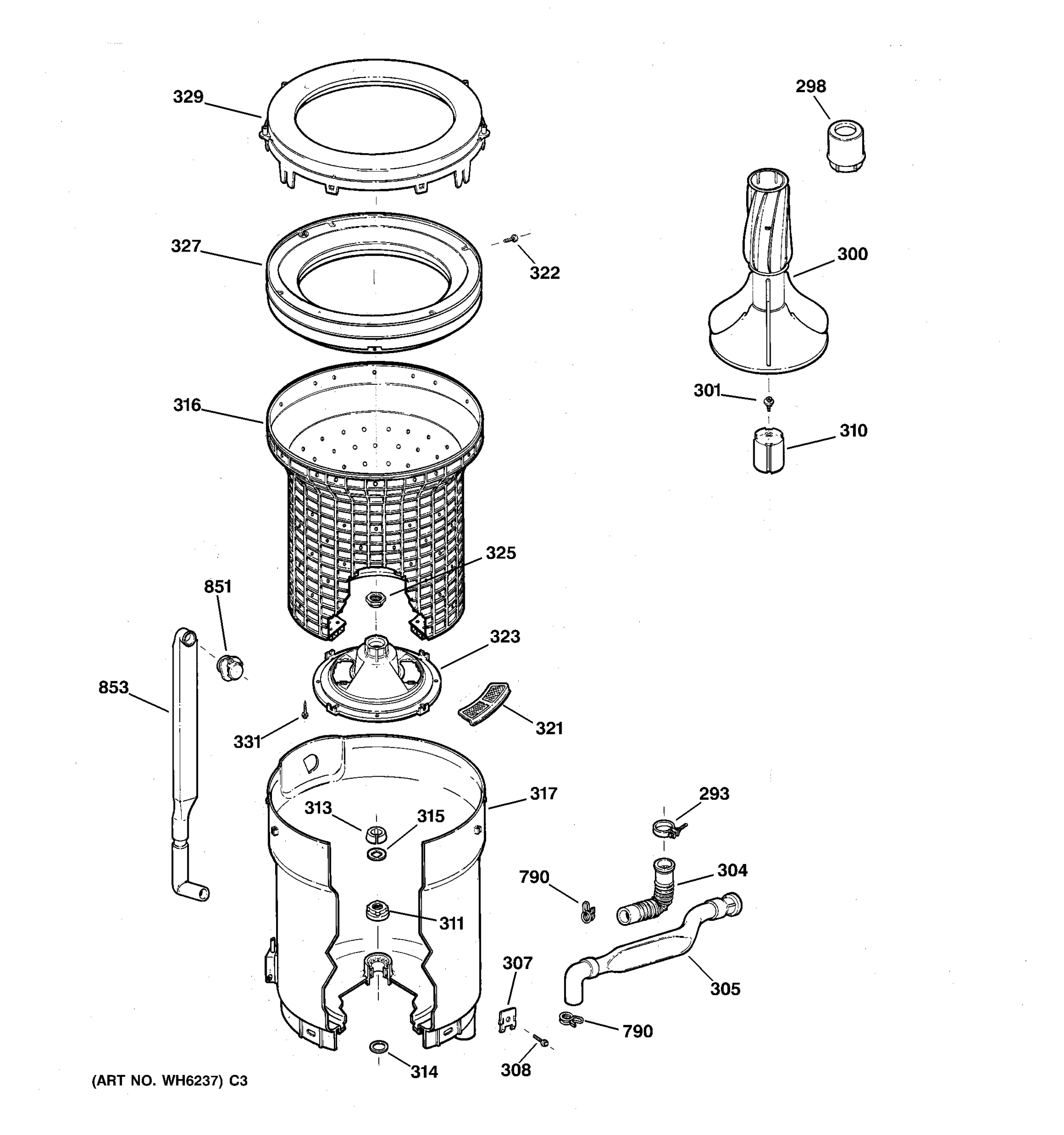TUB, BASKET & AGITATOR