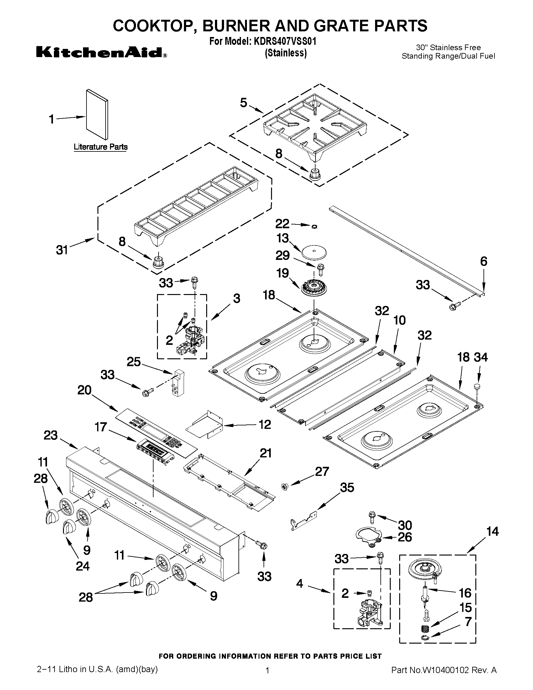 01 - COOKTOP, BURNER AND GRATE PARTS