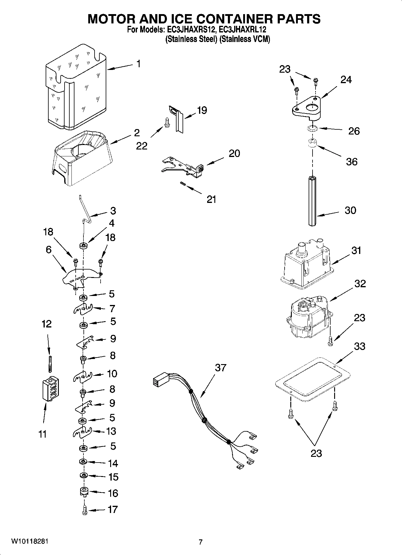 05 - MOTOR AND ICE CONTAINER PARTS