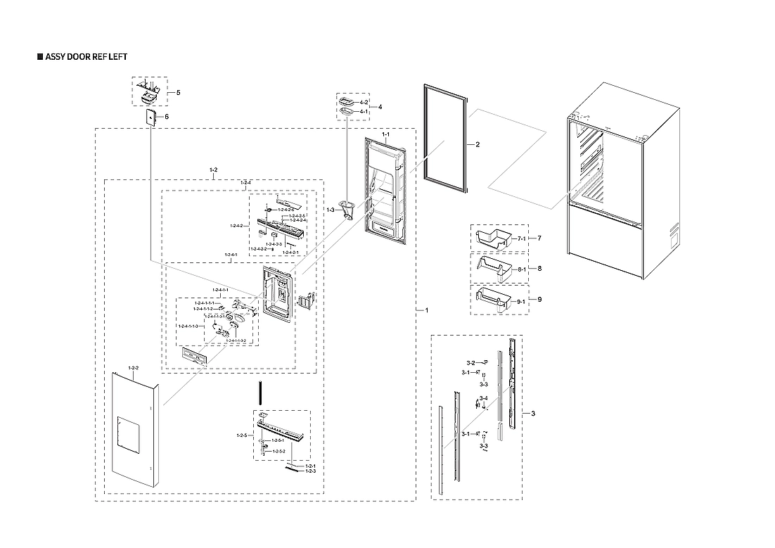 LEFT REFRIGERATOR DOOR PARTS