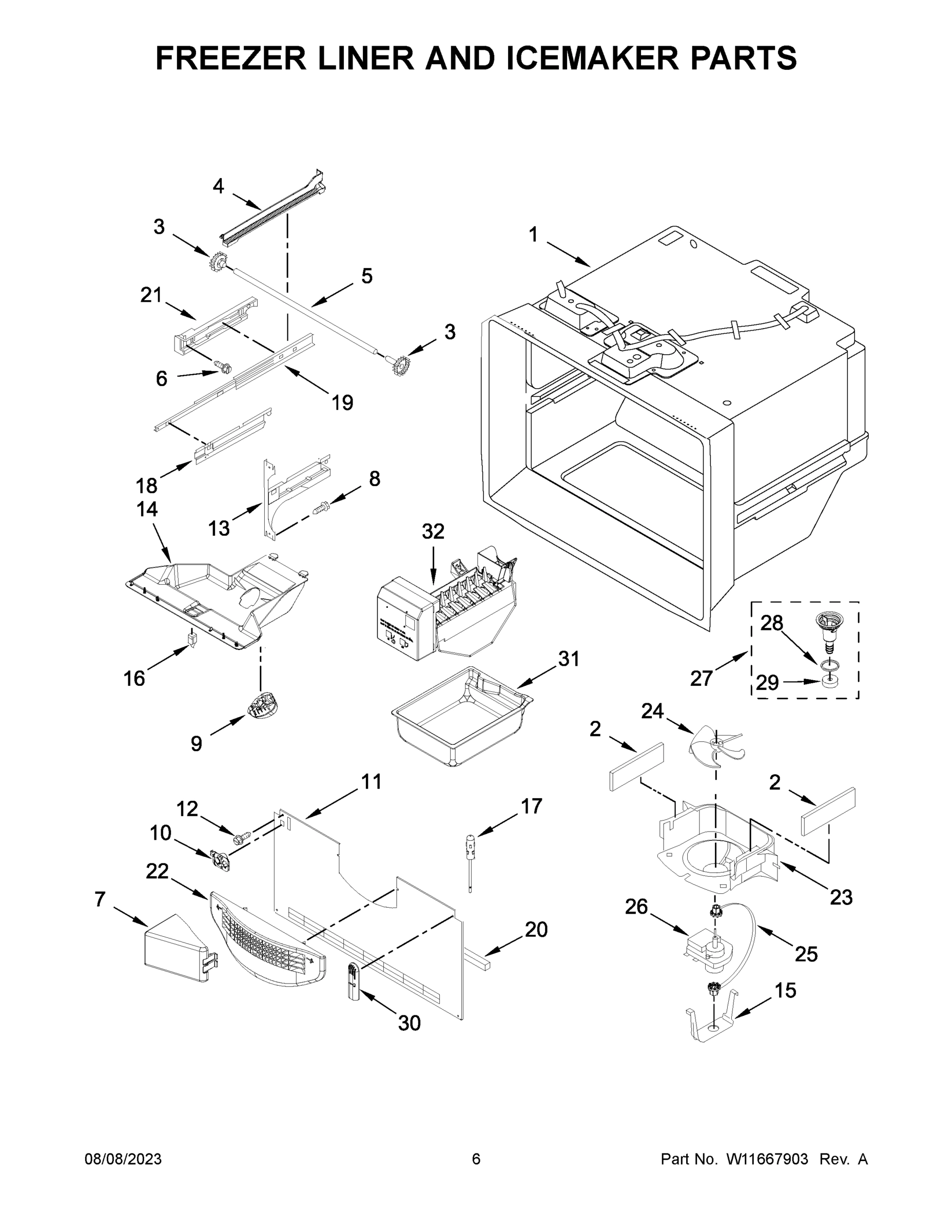 04 - FREEZER LINER AND ICEMAKER PARTS