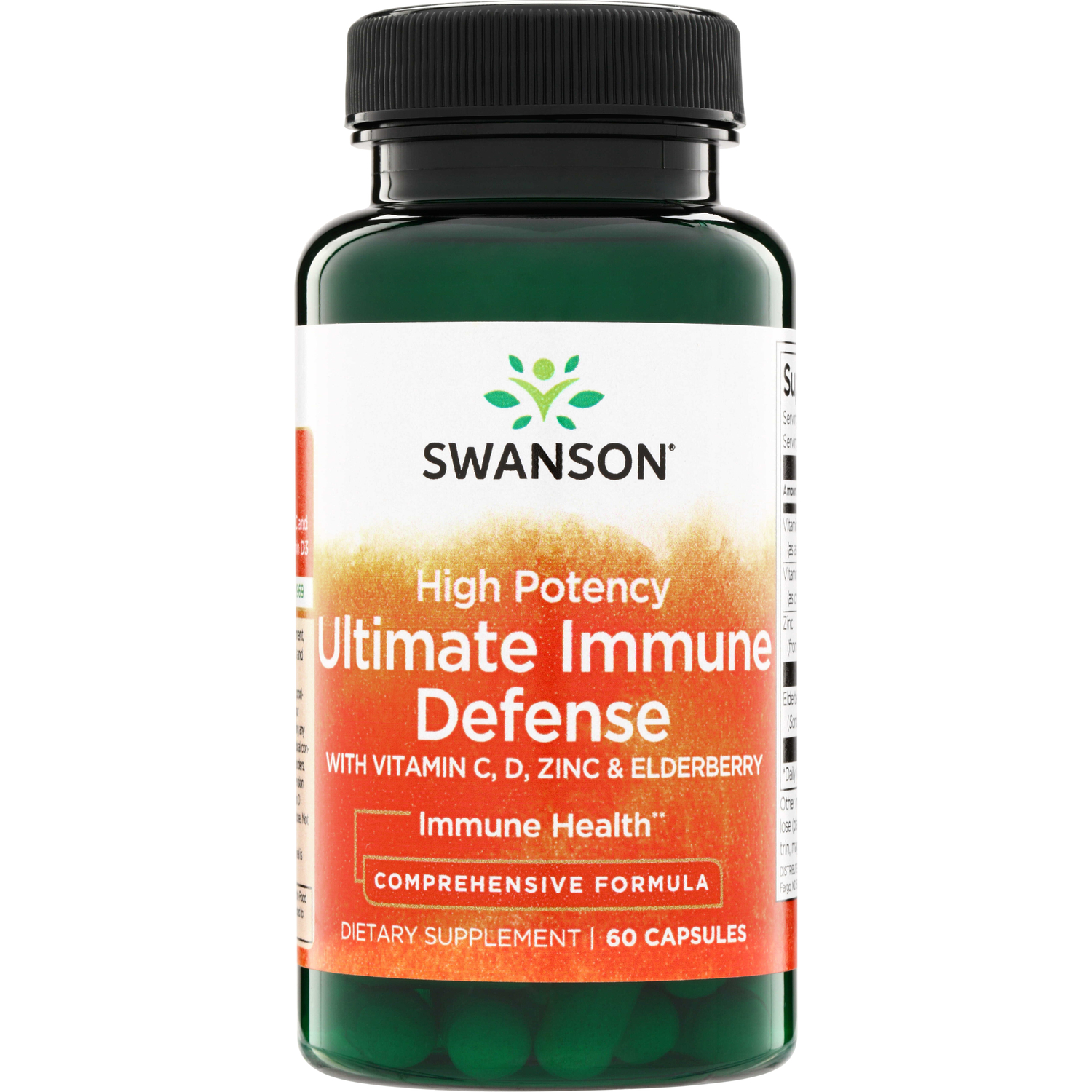 Swanson Vitamins High Potency Ultimate Immune Defense with C, D, Zinc & Elderberry Vitamin | 60 Caps