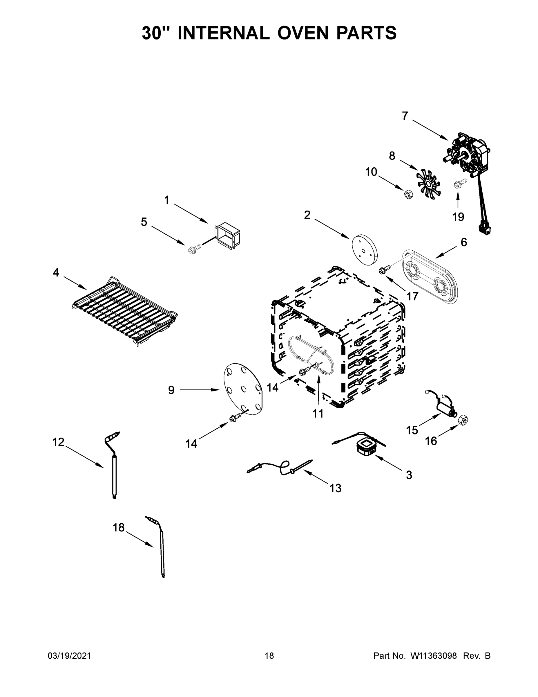 10 - 30" INTERNAL OVEN PARTS