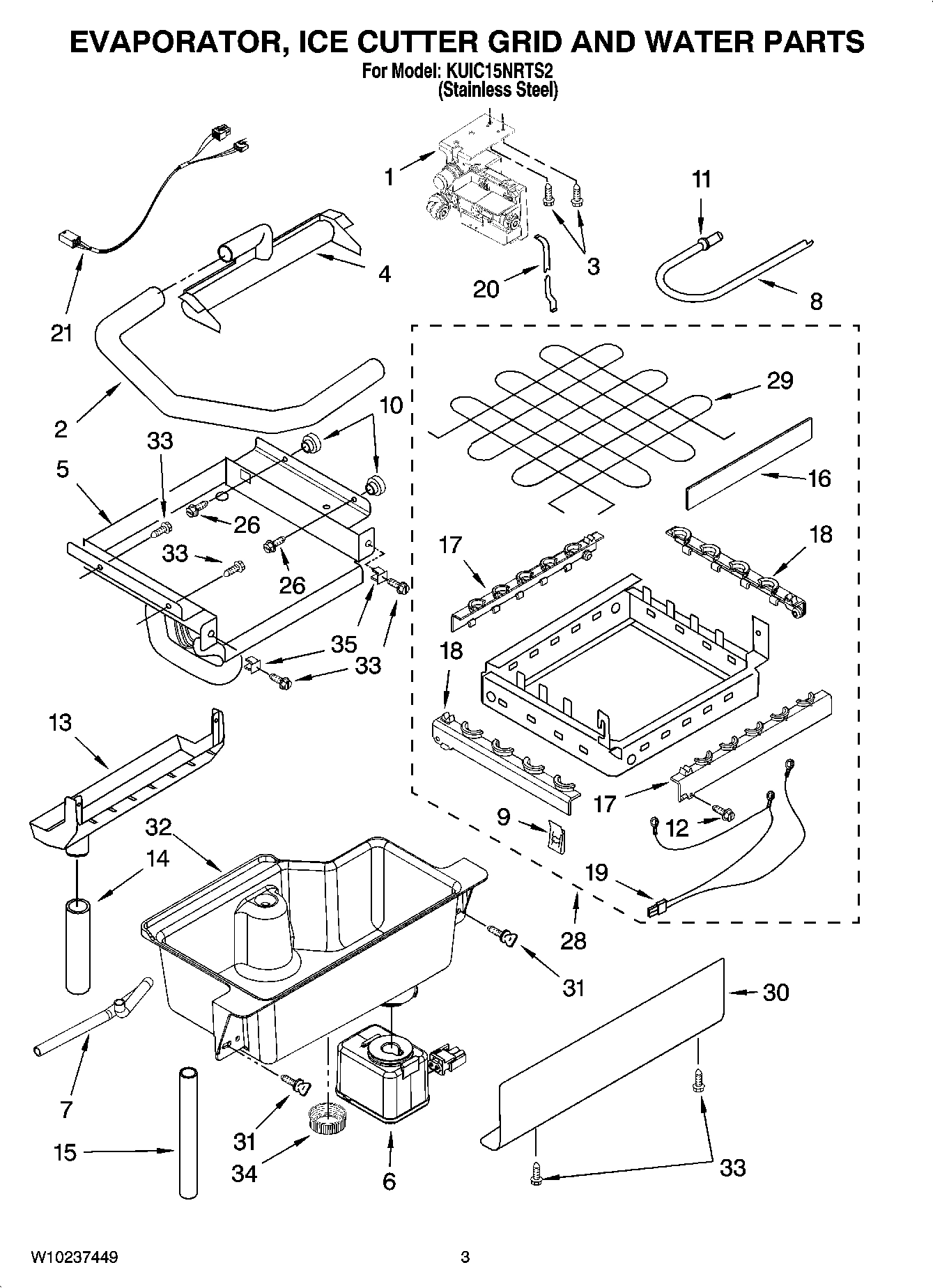 02 - EVAPORATOR, ICE CUTTER GRID AND WATER PARTS