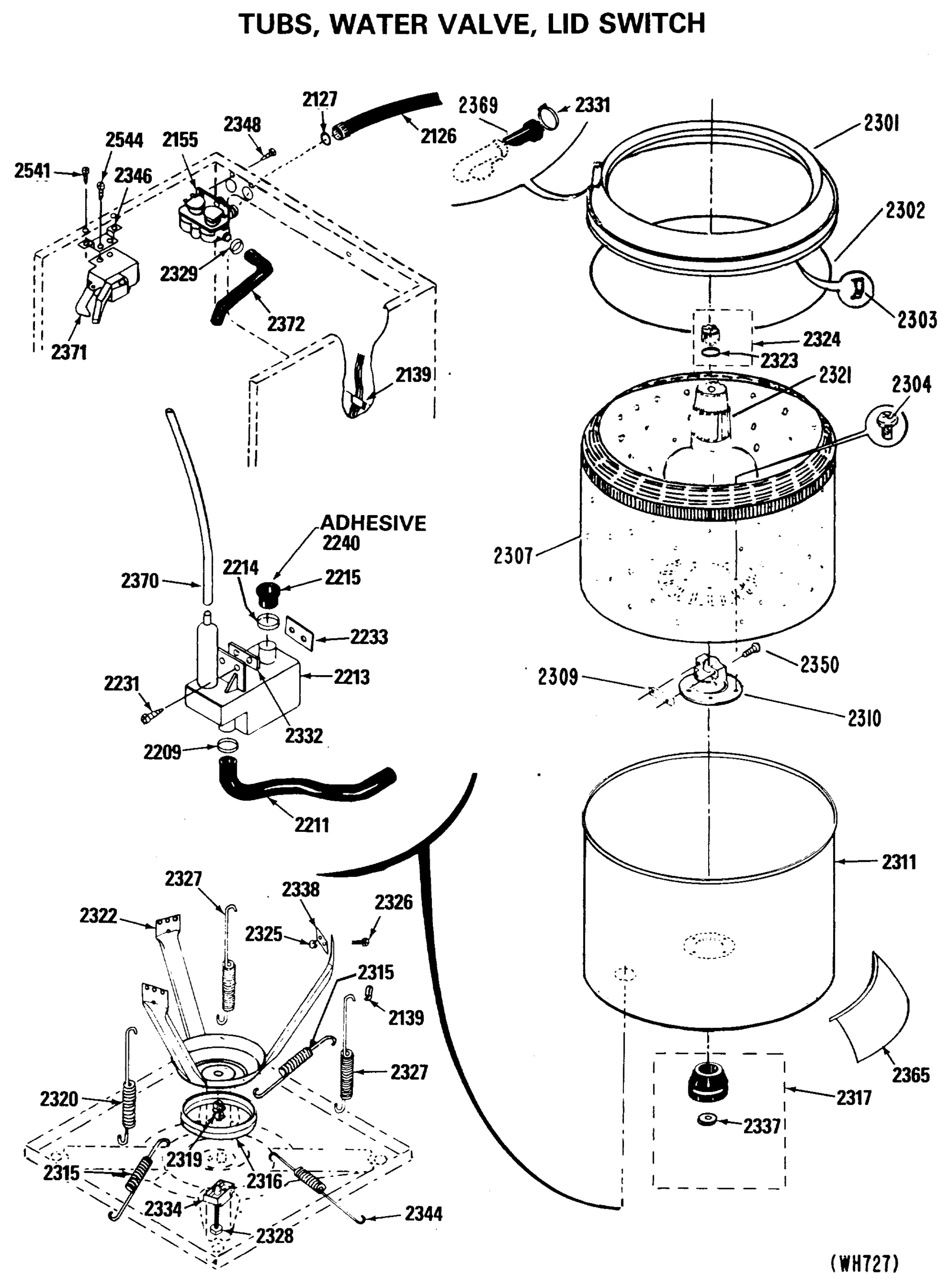 TUBS, WATER VALVE, LID SWITCH