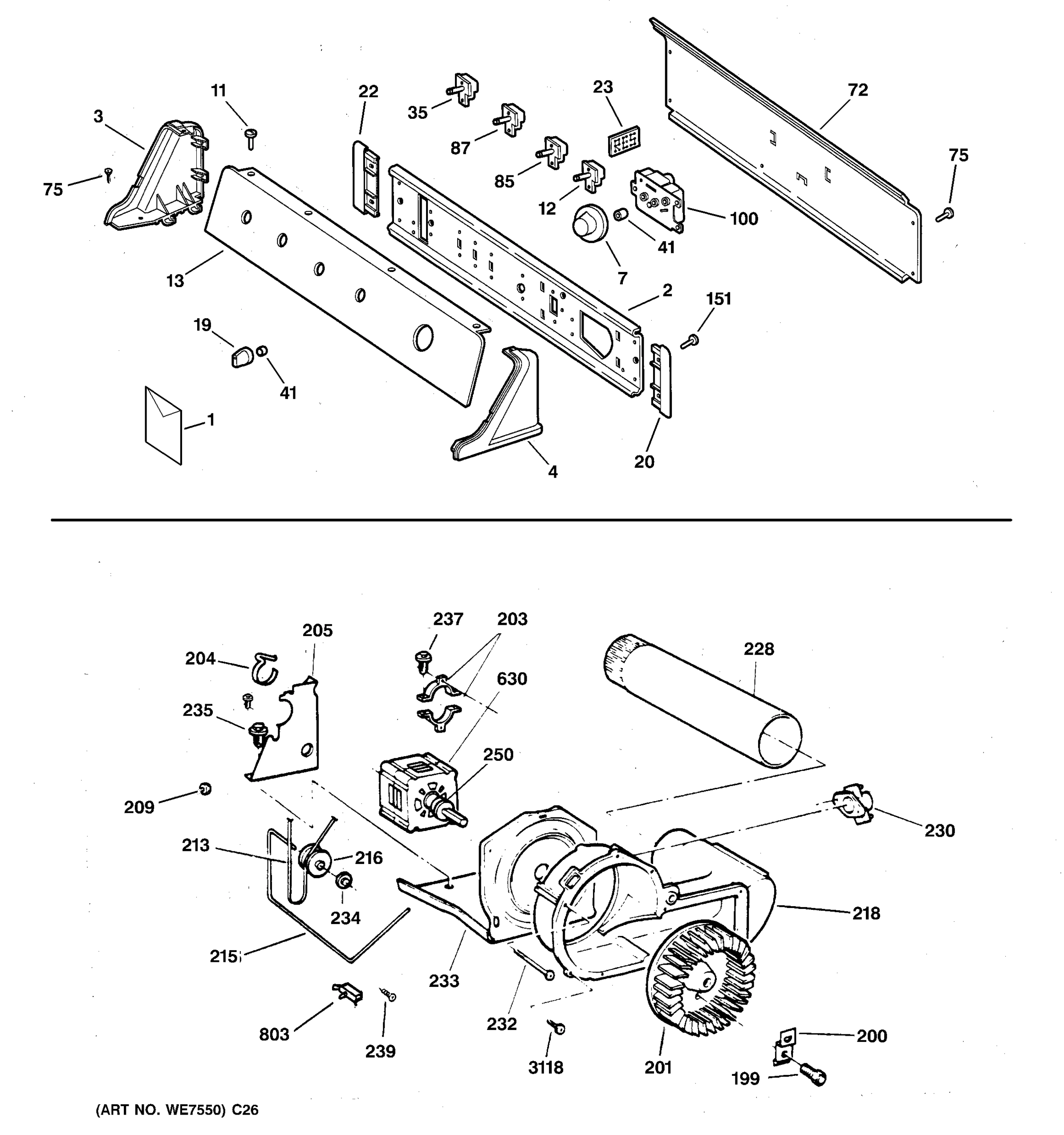 BACKSPLASH, BLOWER & MOTOR ASSEMBLY