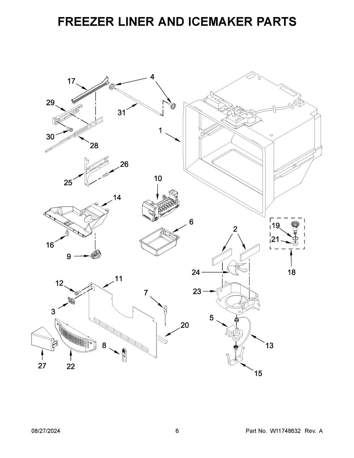 04 - FREEZER LINER AND ICEMAKER PARTS