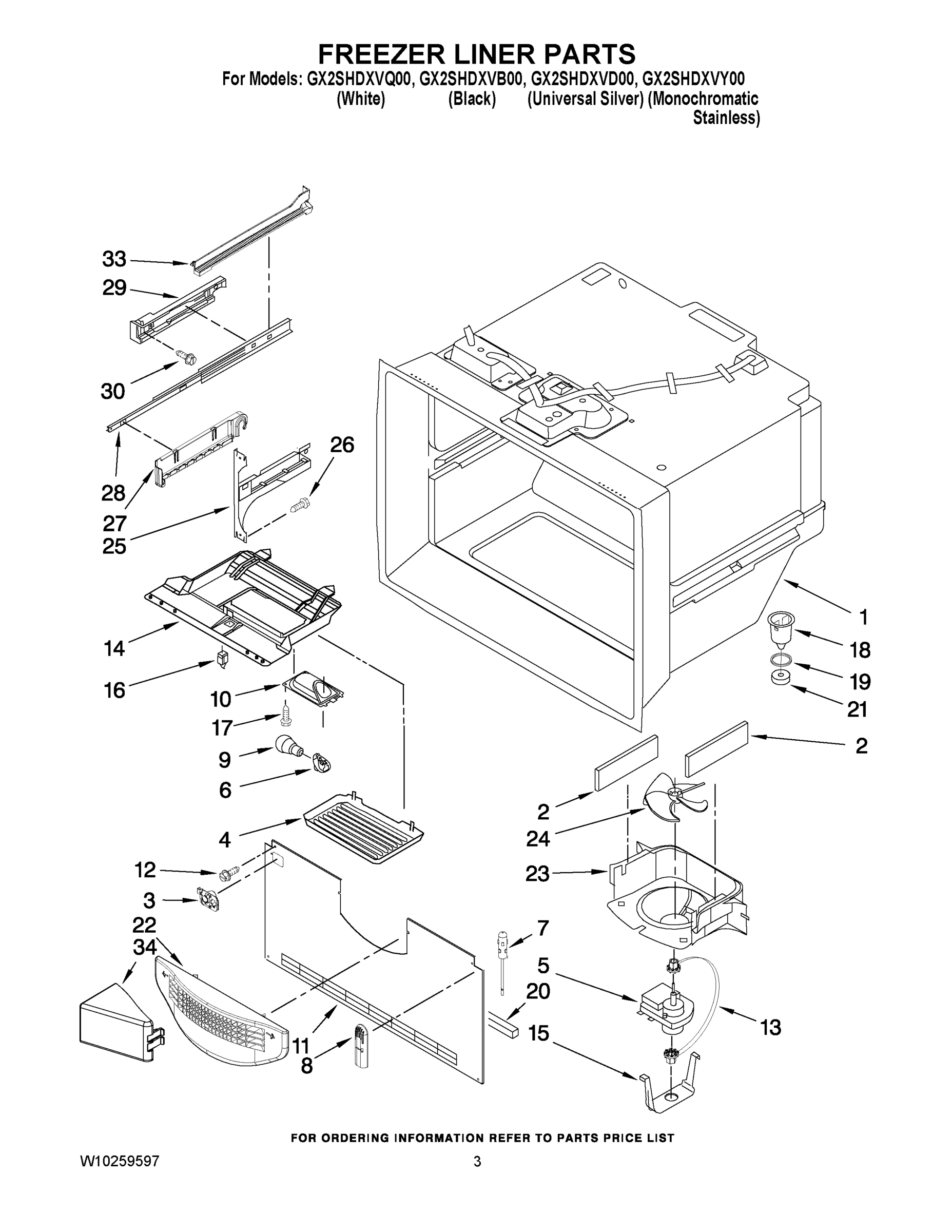 02 - FREEZER LINER PARTS