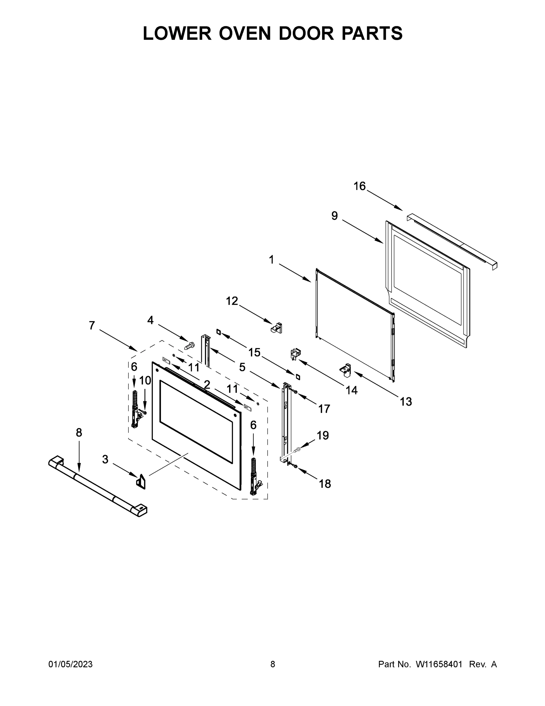 05 - LOWER OVEN DOOR PARTS
