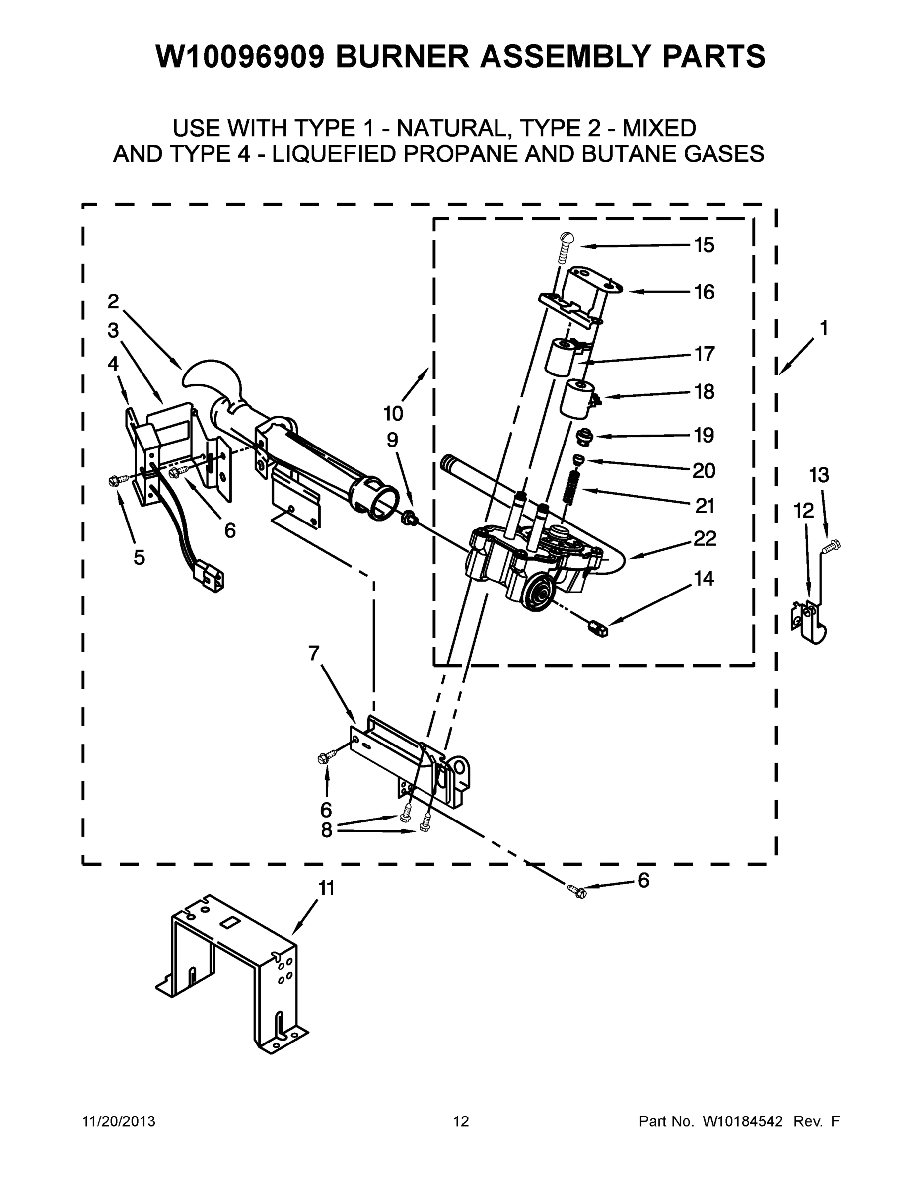07 - W10096909 BURNER ASSEMBLY PARTS