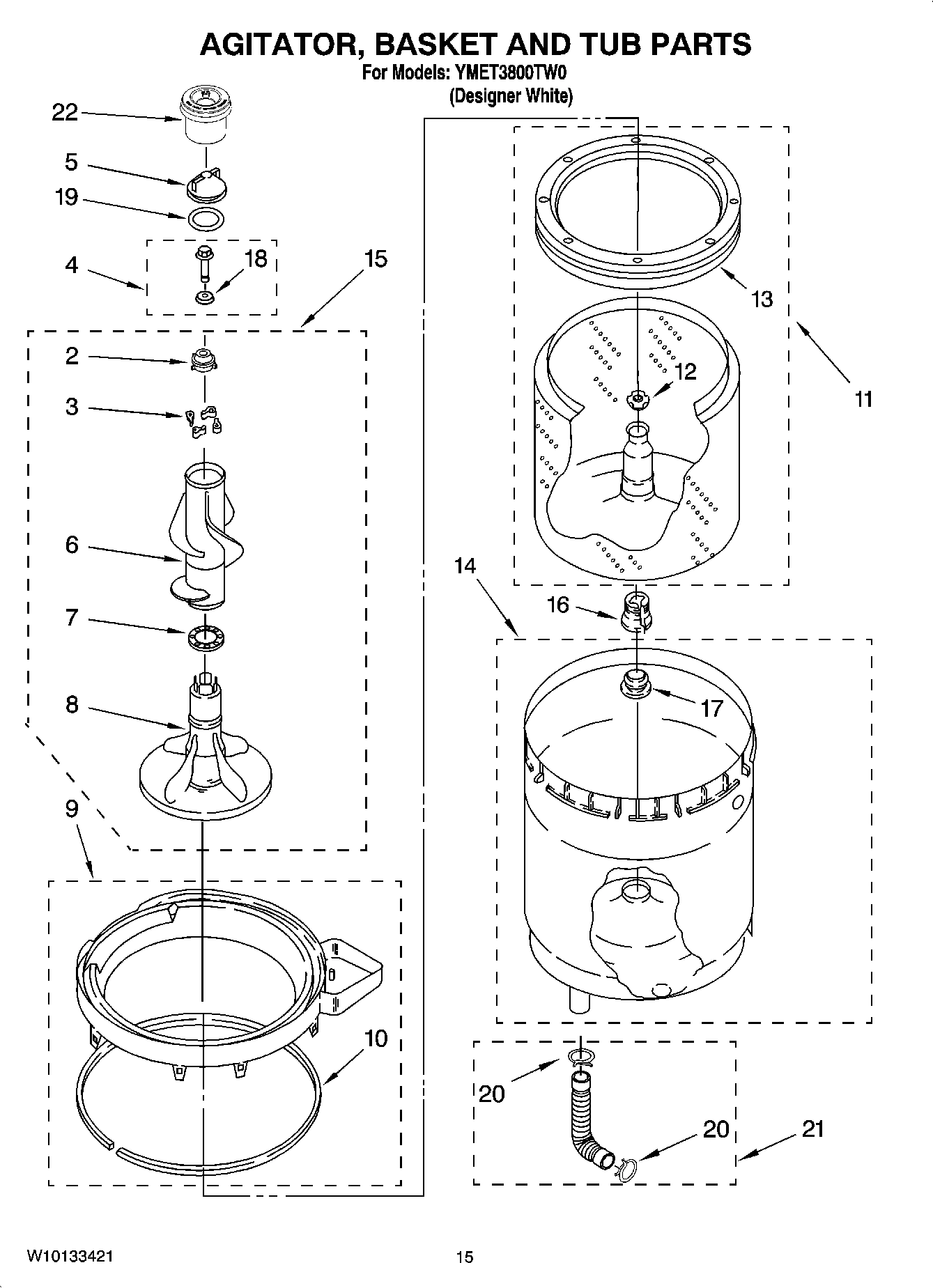 10 - AGITATOR, BASKET AND TUB PARTS
