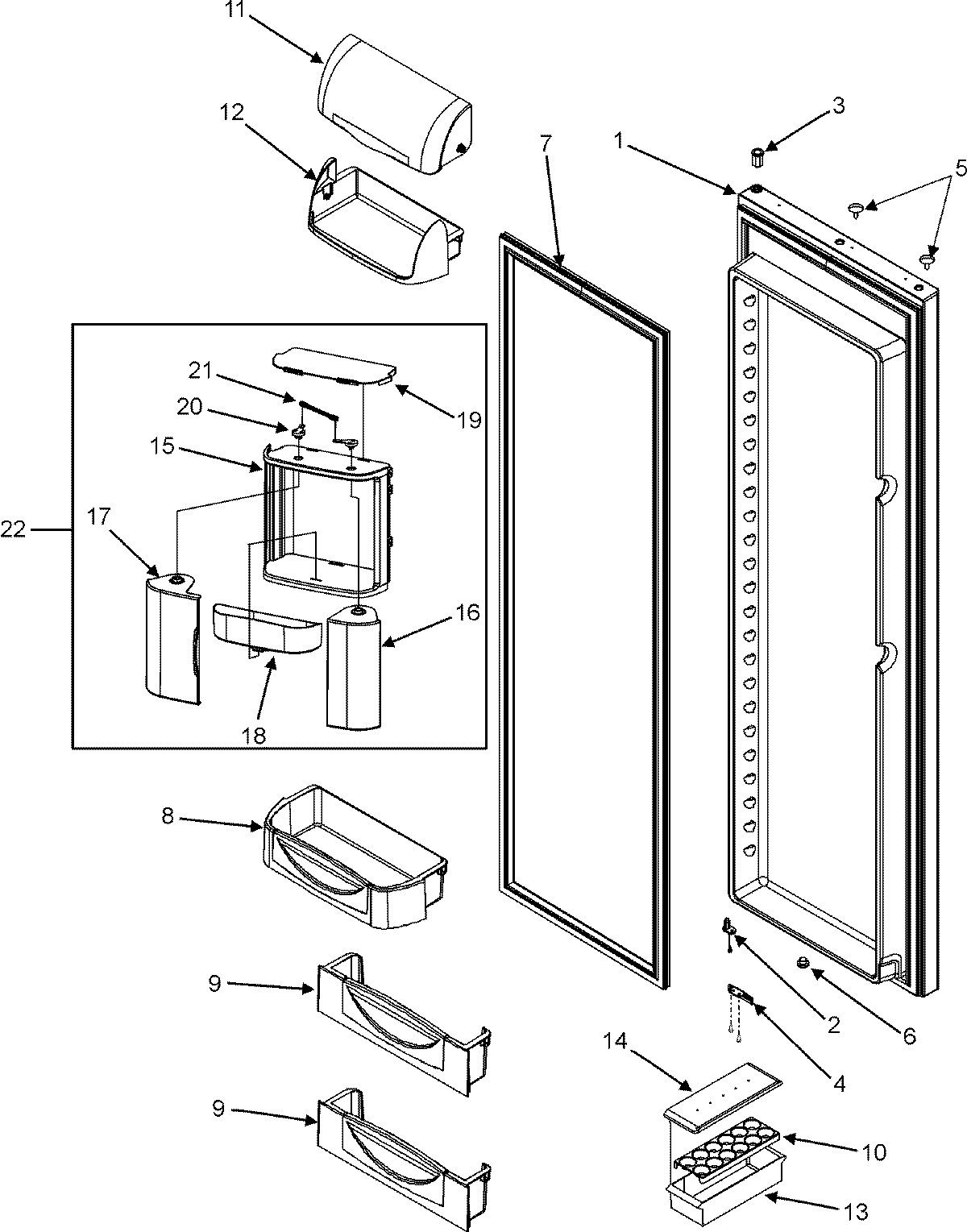 15 - REFRIGERATOR DOOR (GC2227HEKB/S/W)