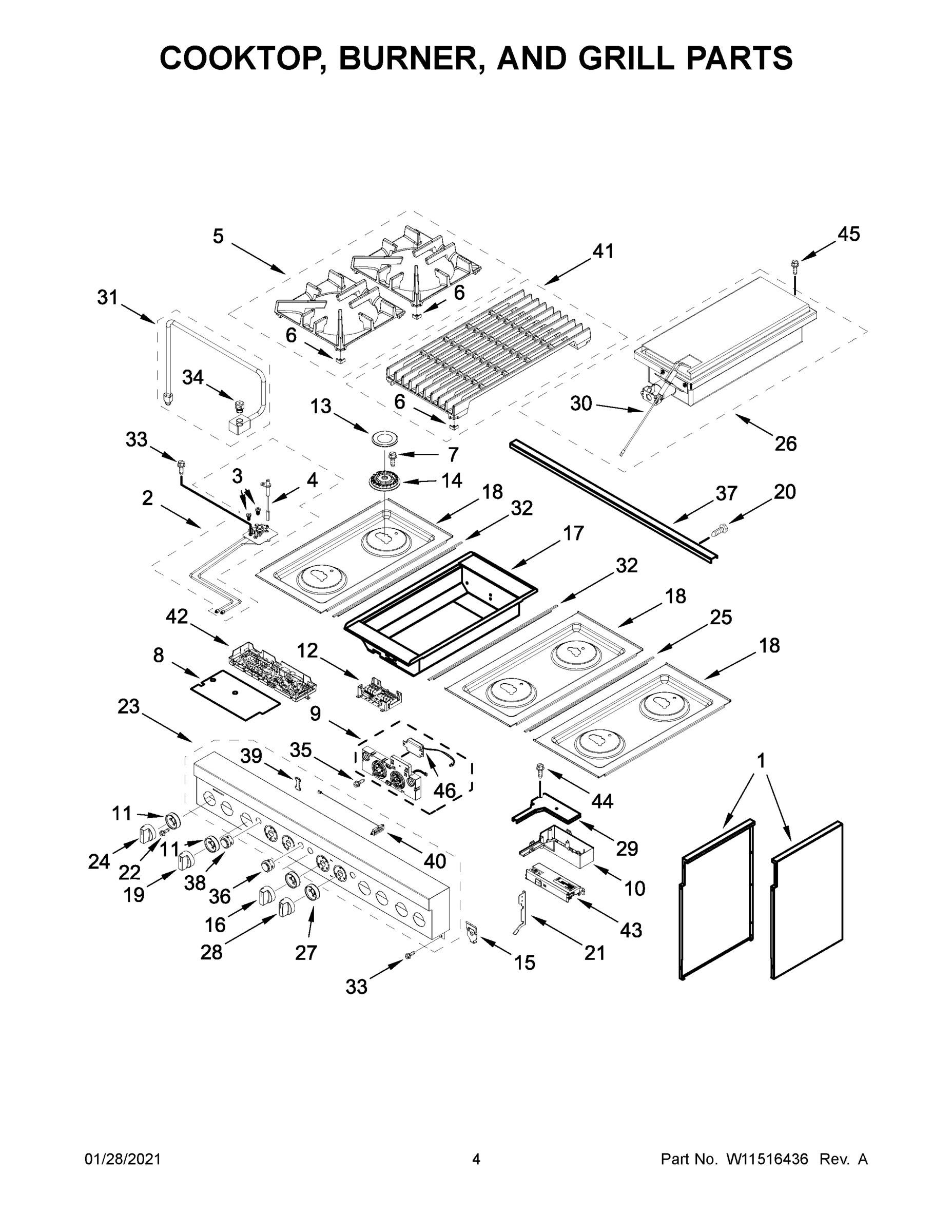 03 - COOKTOP, BURNER, AND GRILL PARTS