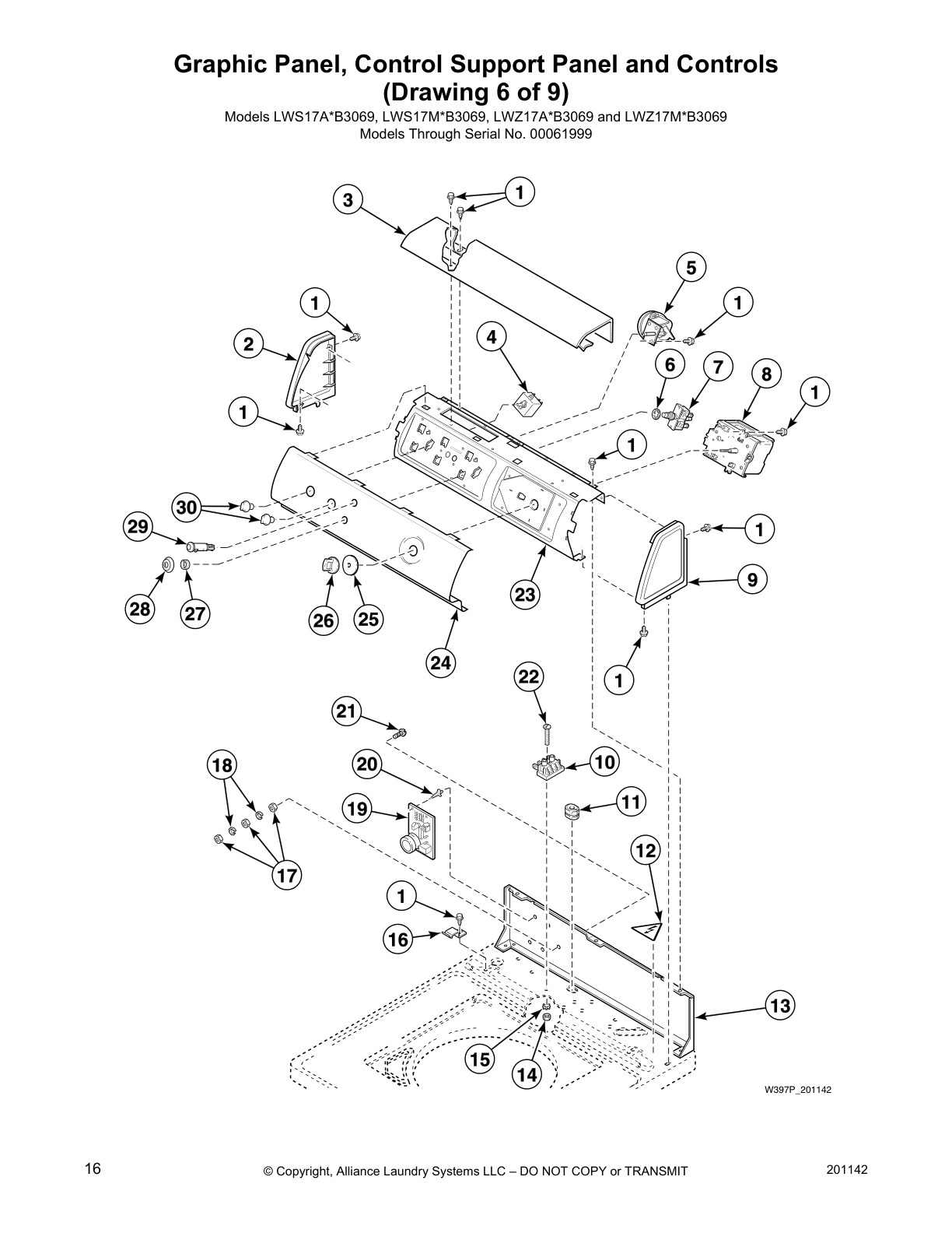 Graphic Panel, Control Support Panel and Controls
(Drawing 6 of 9)