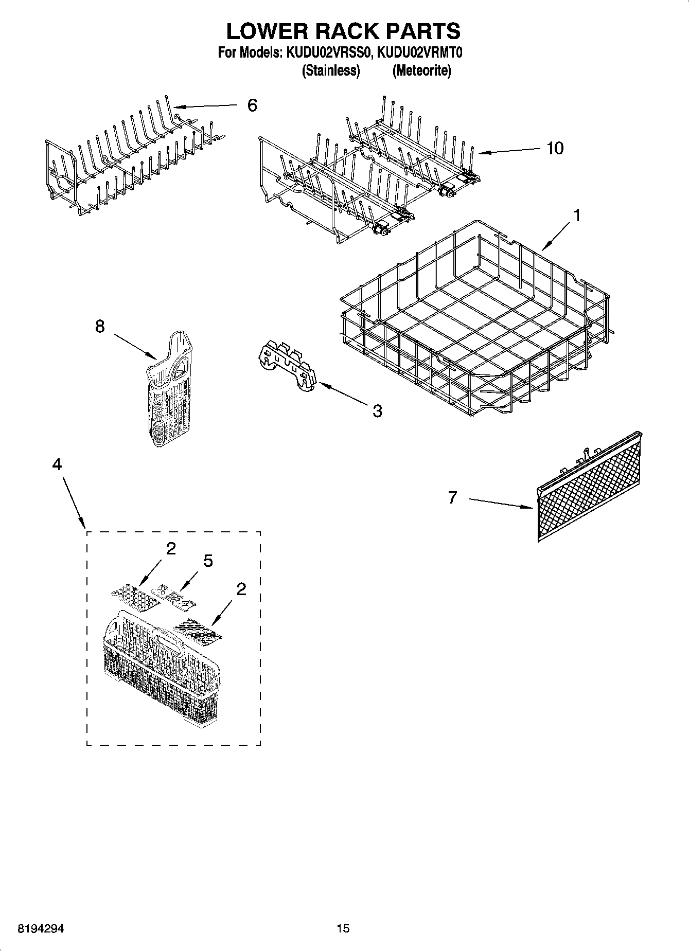 12 - LOWER RACK PARTS, OPTIONAL PARTS (NOT INCLUDED)