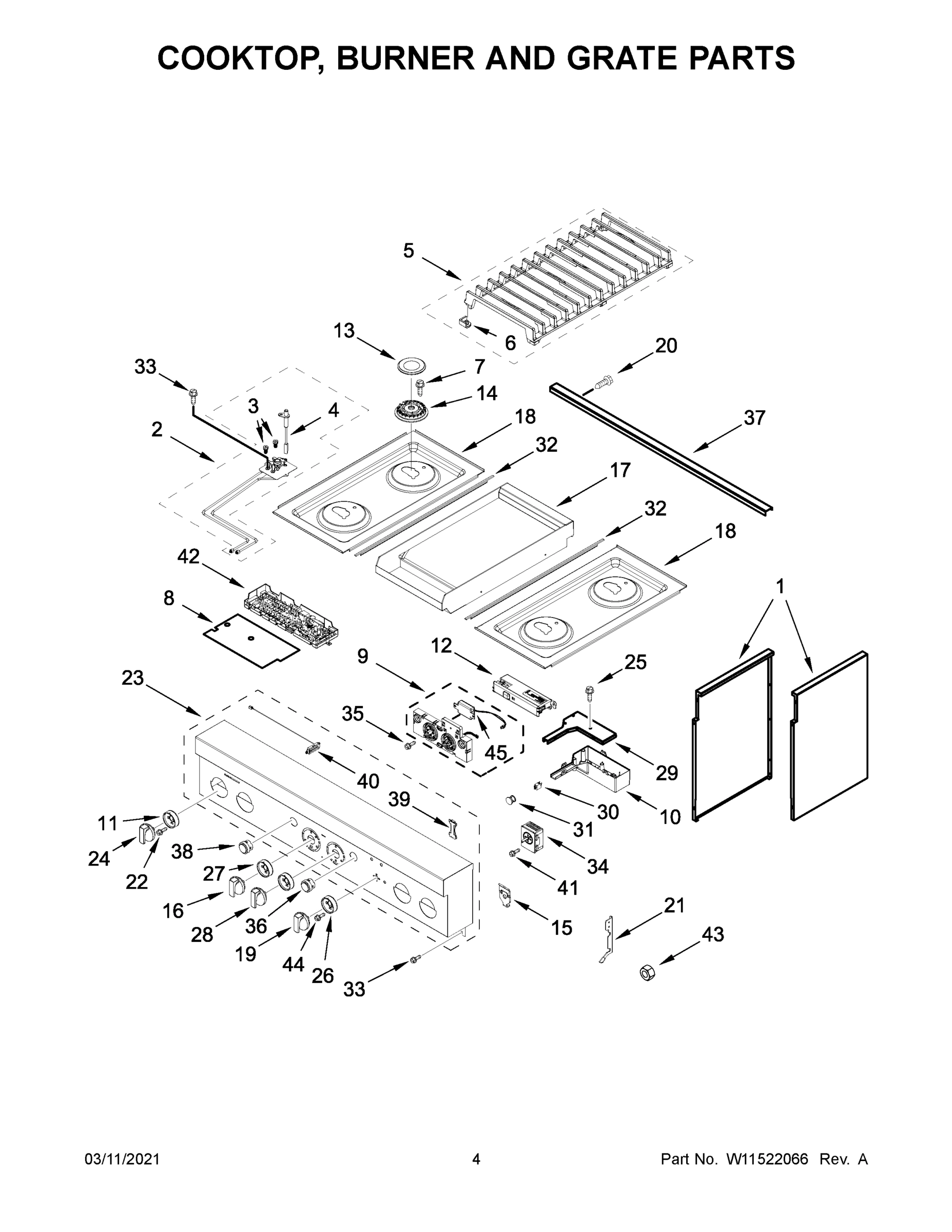 03 - COOKTOP, BURNER AND GRATE PARTS
