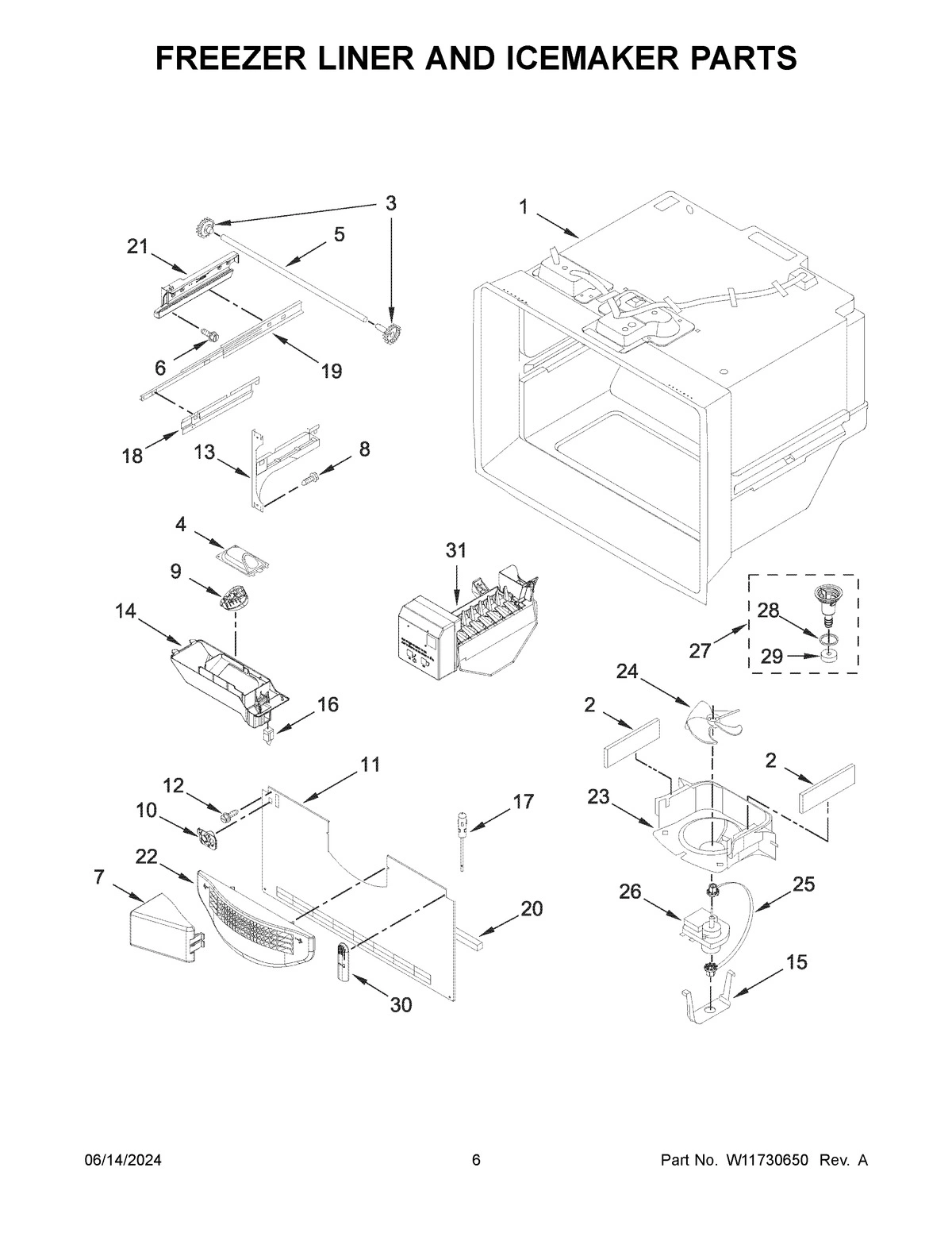 04 - FREEZER LINER AND ICEMAKER PARTS