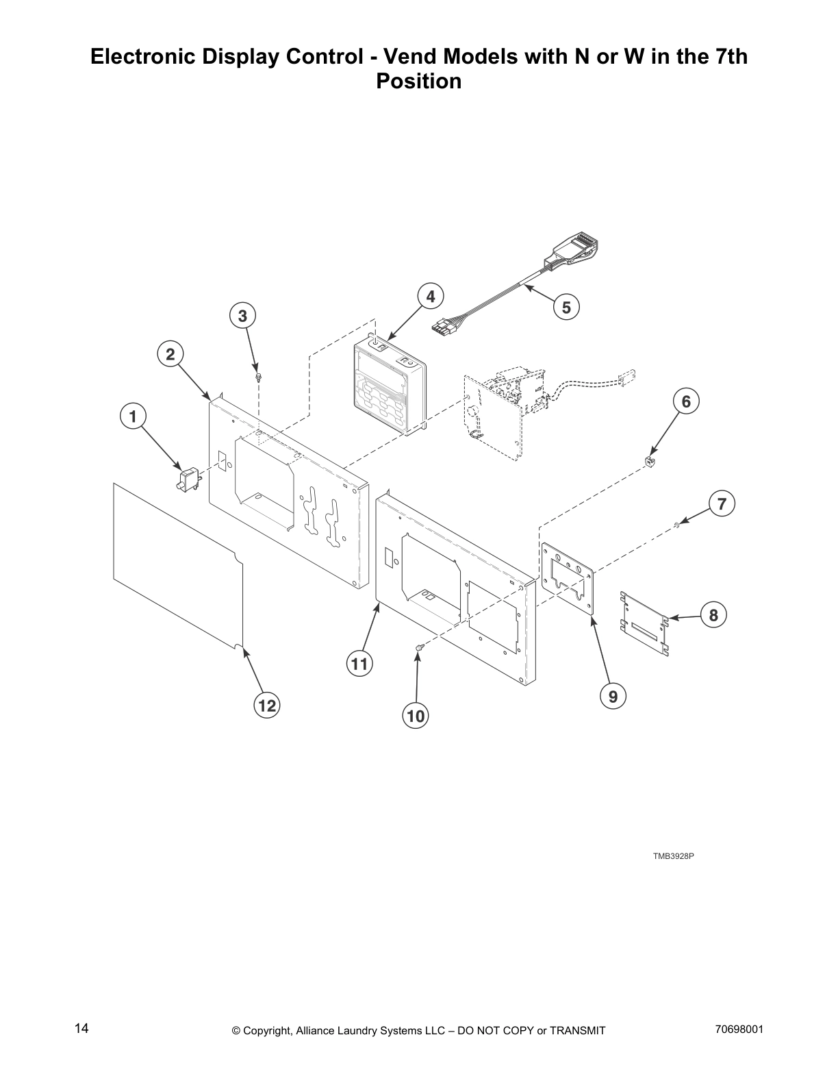 Electronic Display Control - Vend Models with N or W in the 7th
Position