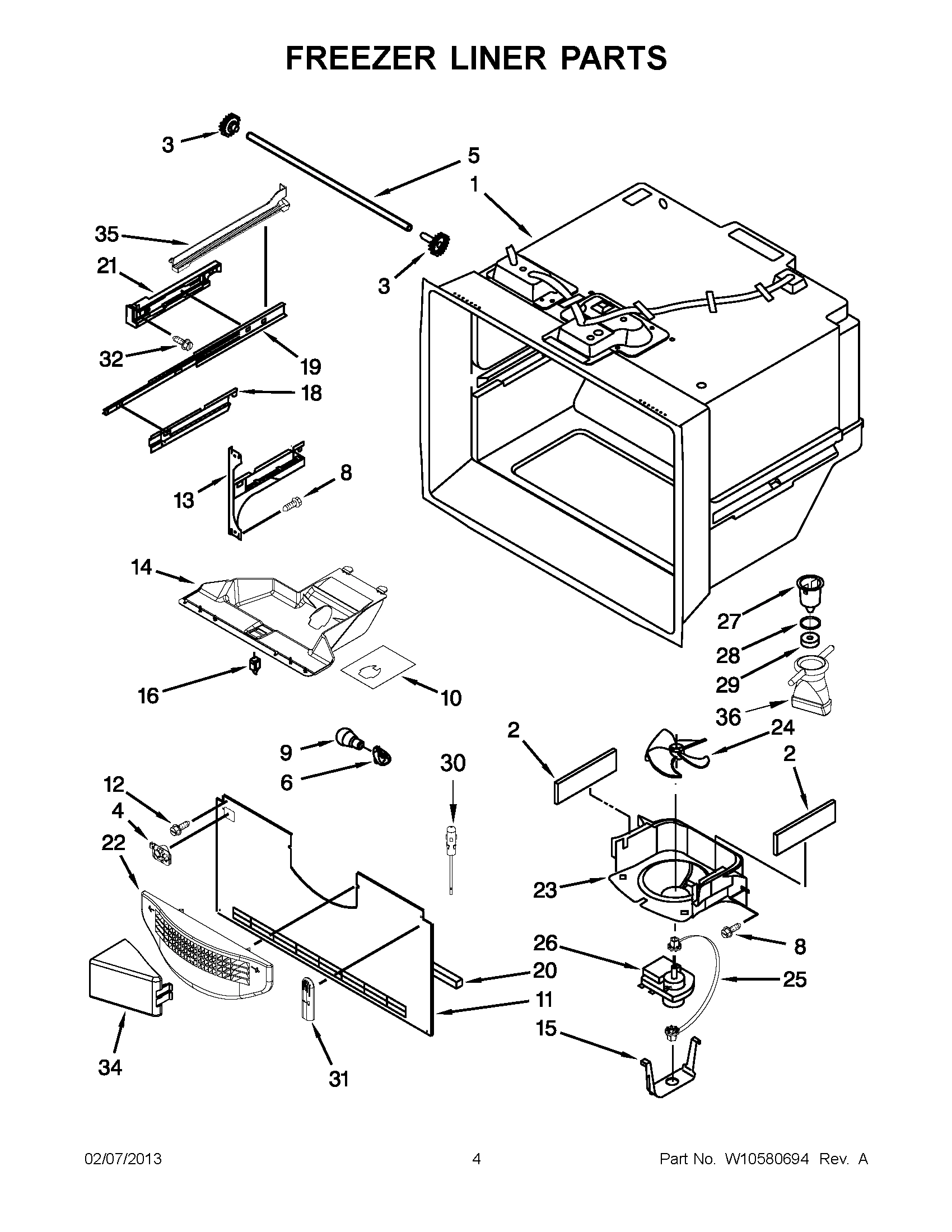 02 - FREEZER LINER PARTS