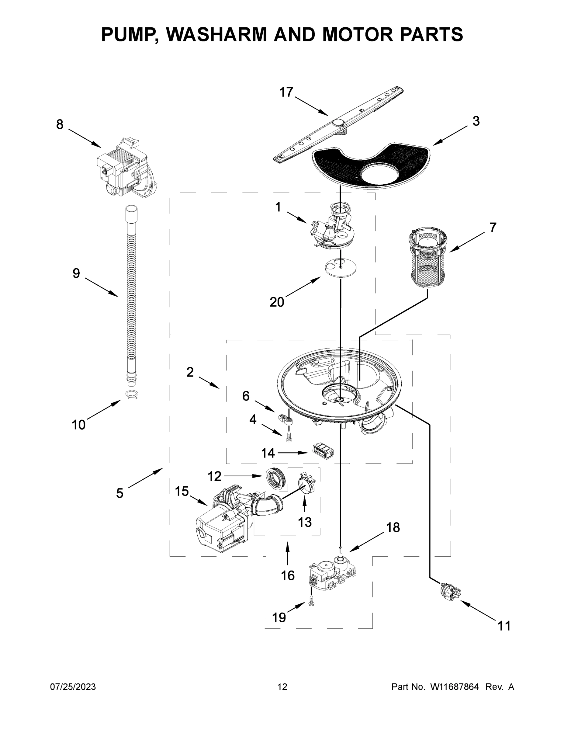 07 - PUMP, WASHARM AND MOTOR PARTS