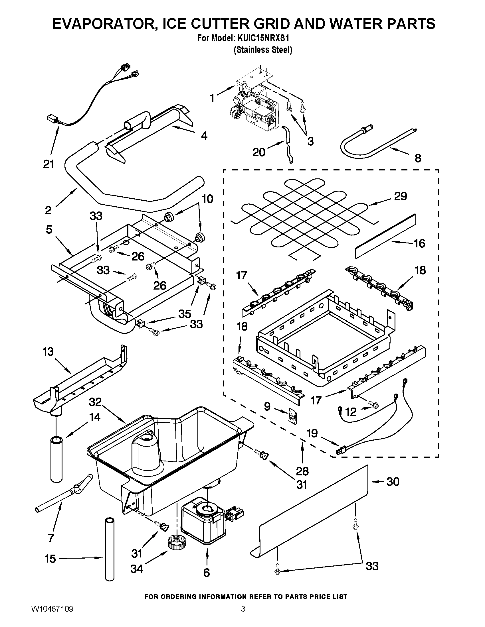 02 - EVAPORATOR, ICE CUTTER GRID AND WATER PARTS