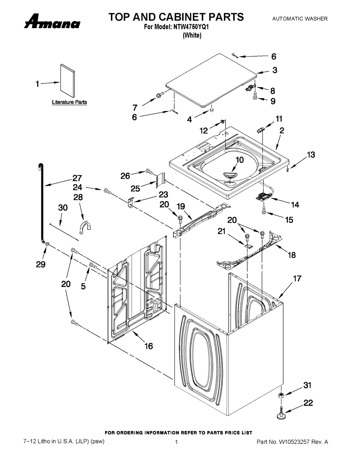 01 - TOP AND CABINET PARTS
