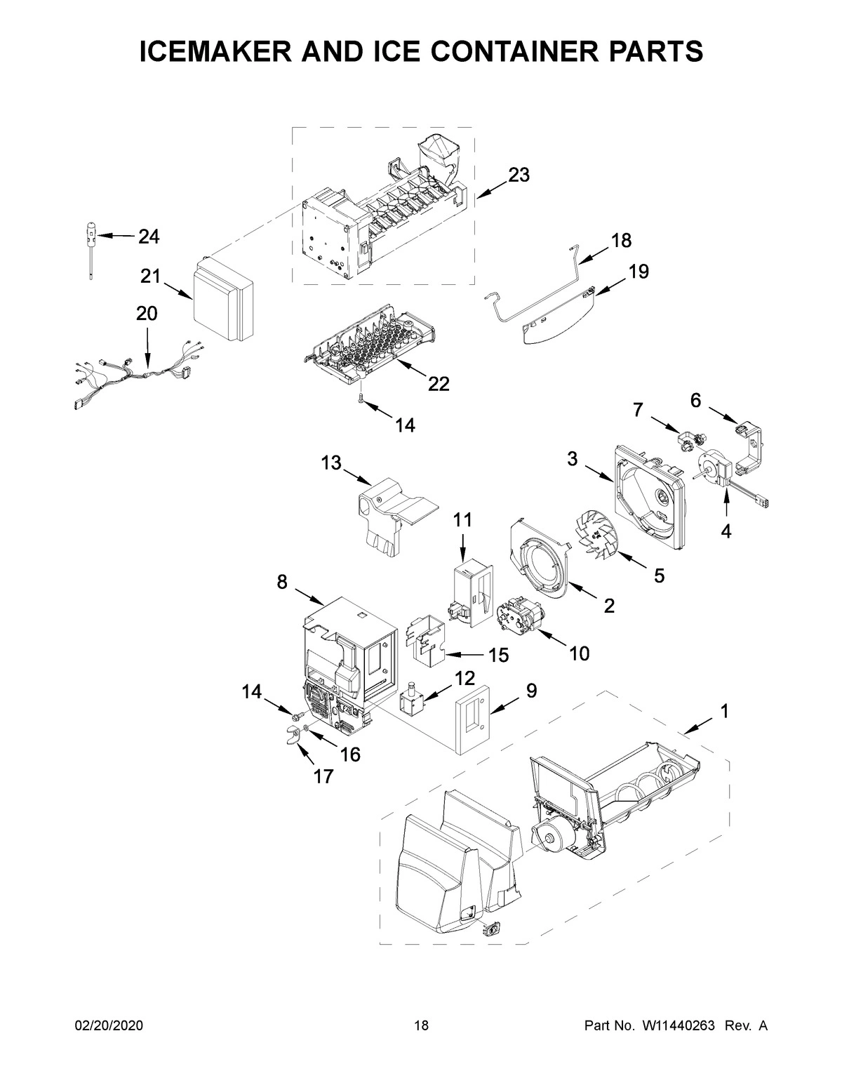10 - ICEMAKER AND ICE CONTAINER PARTS