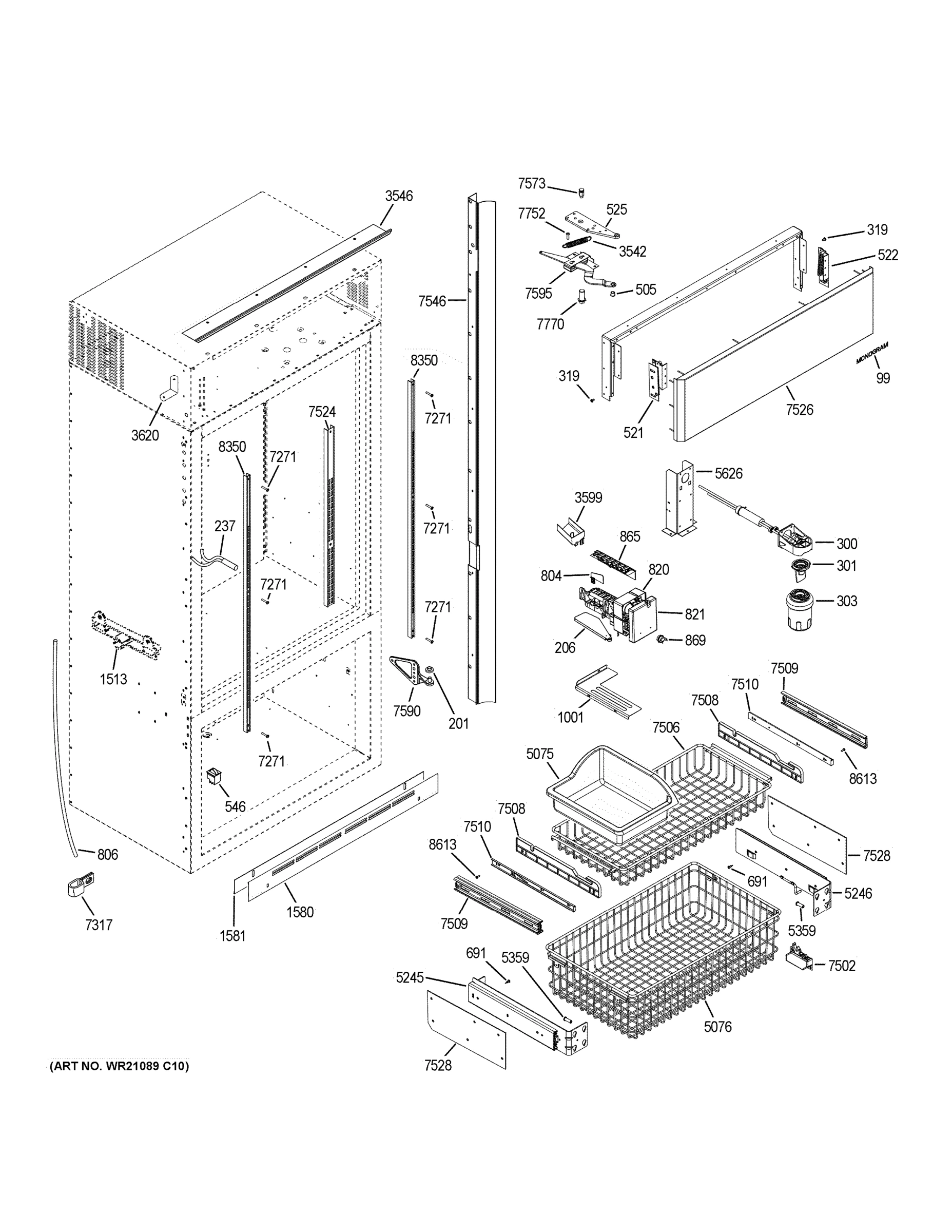 FREEZER SECTION, TRIM & COMPONENTS