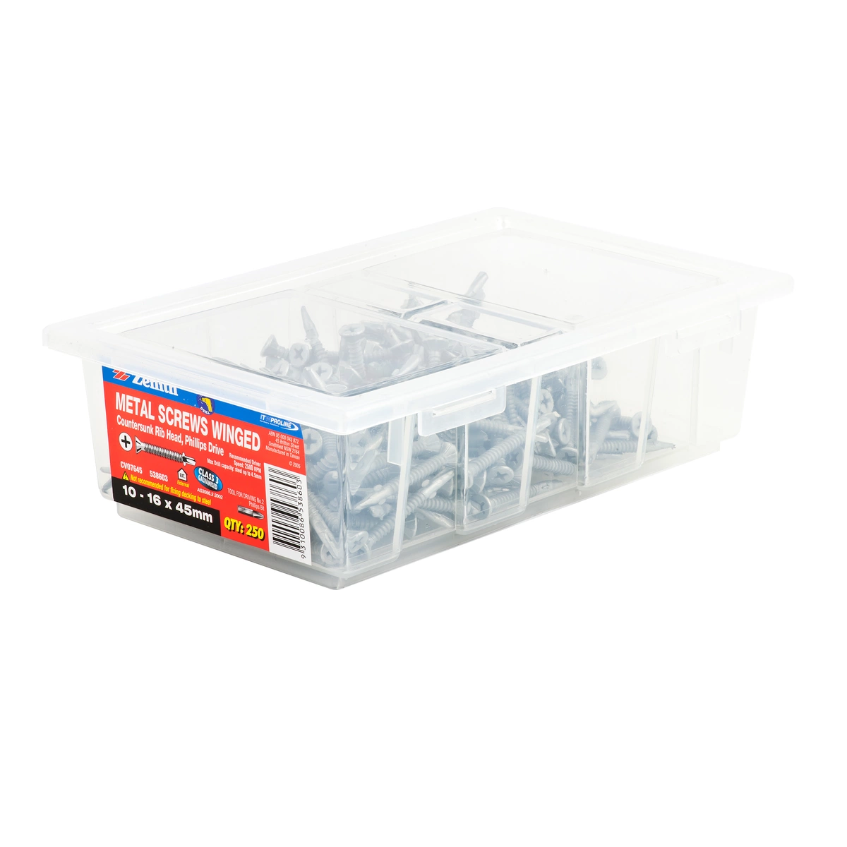 ZENITH® 10G x 45mm Class 3 Galvanised Metal Screws – 250 Pack