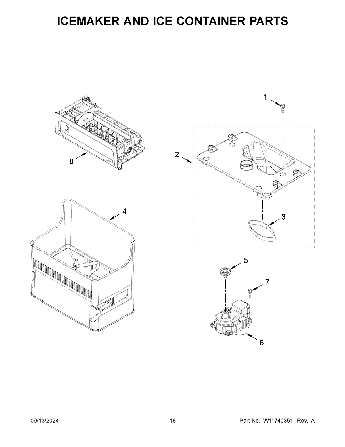 10 - ICEMAKER AND ICE CONTAINER PARTS
