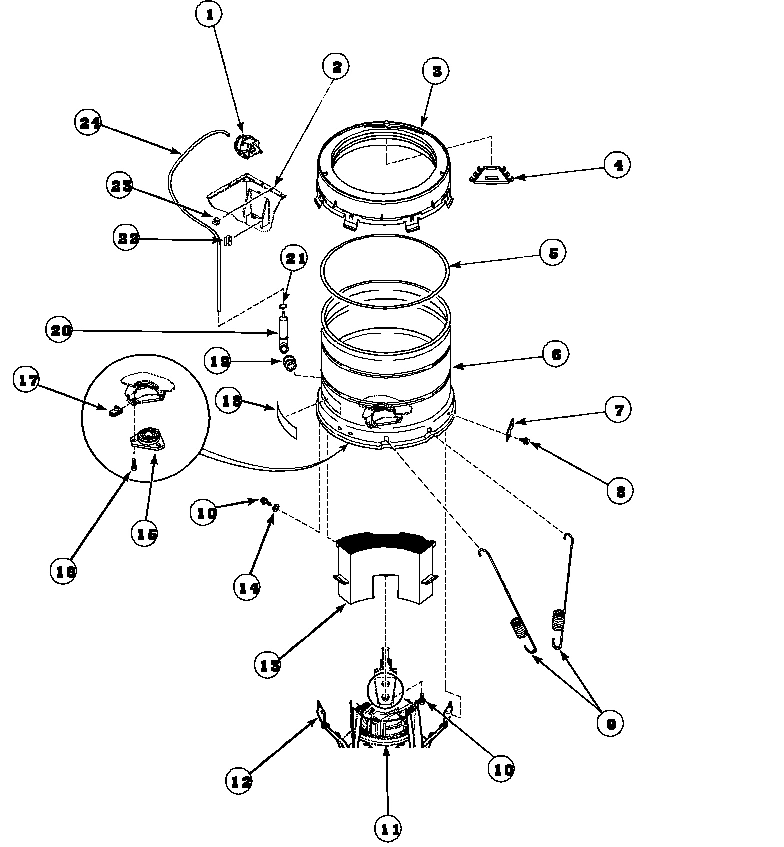 13 - OUTER TUB/COVER/PRESS HOSE & CTRWGT