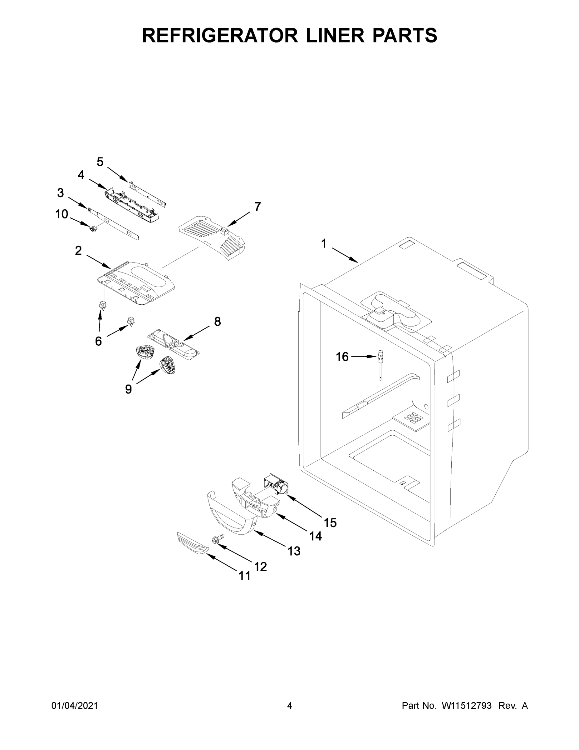 03 - REFRIGERATOR LINER PARTS
