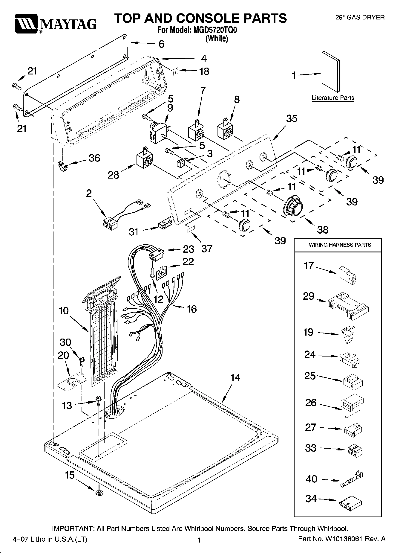 01 - TOP AND CONSOLE PARTS