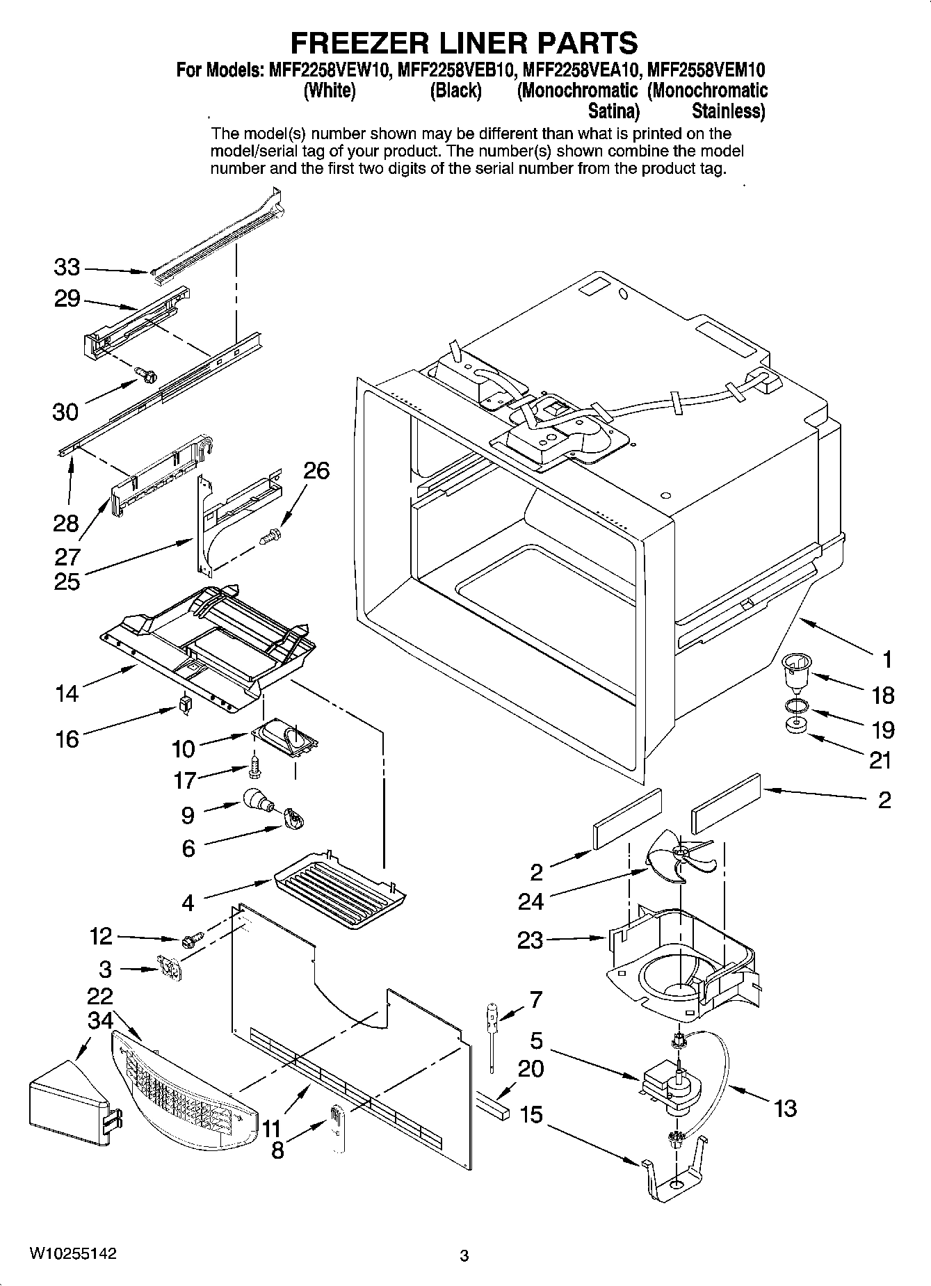 02 - FREEZER LINER PARTS